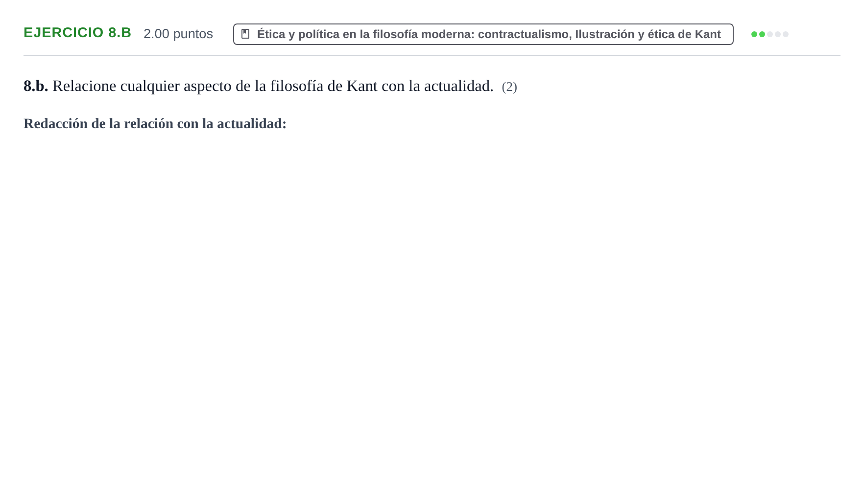 Enunciado: Ejercicio 8.b · Historia de la Filosofía PAU Extremadura Ordinaria 2023