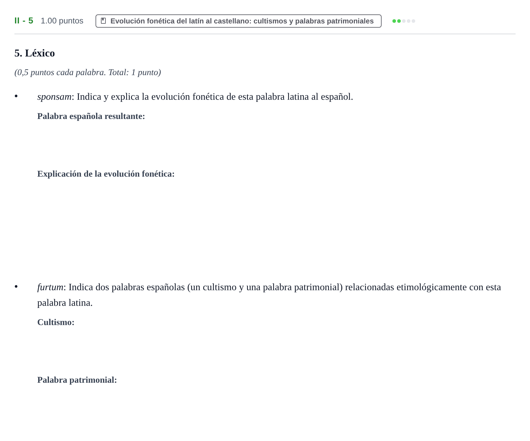 Enunciado: Ejercicio II - 5 · Latín II PAU Extremadura Ordinaria 2023