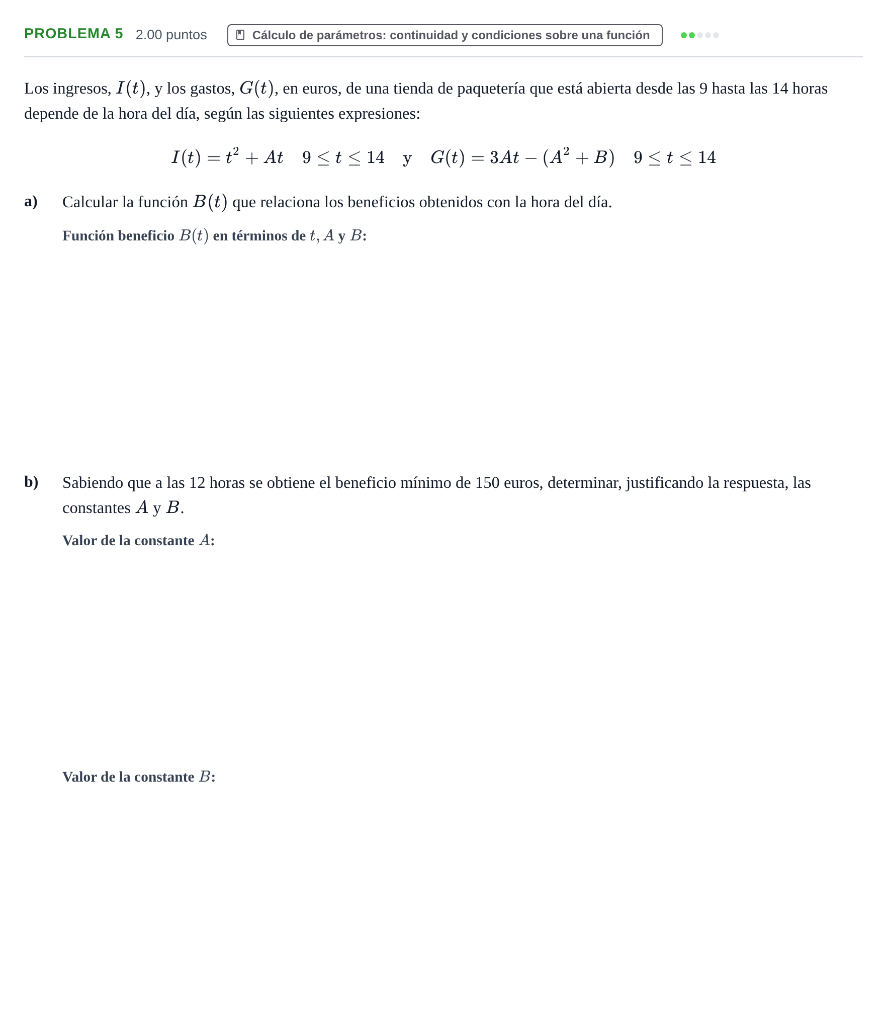 Enunciado: PROBLEMA 5 · Matemáticas aplicadas a las Ciencias Sociales II PAU Extremadura Ordinaria 2023