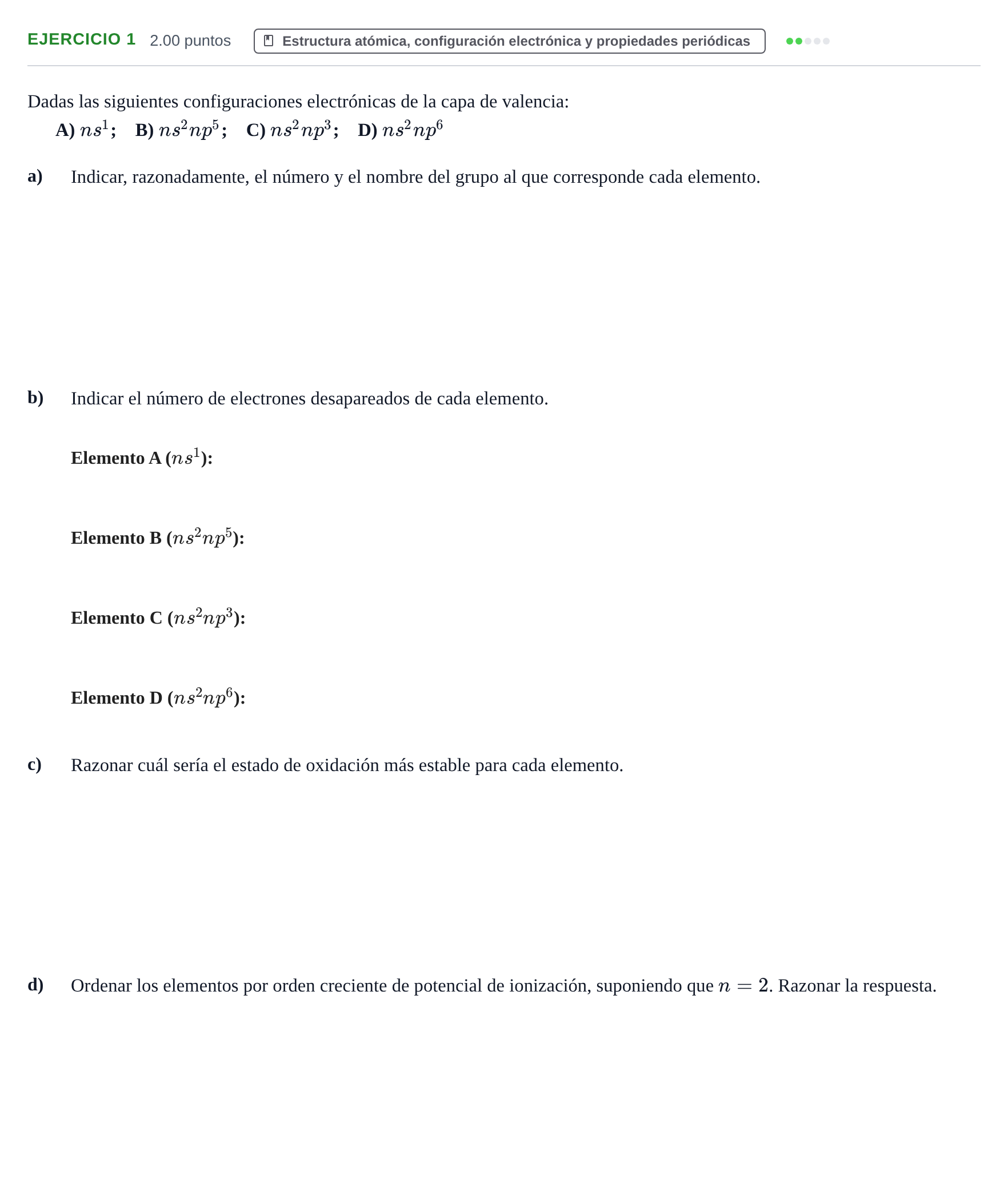 Enunciado: Problema 1 · Química PAU Extremadura Ordinaria 2023
