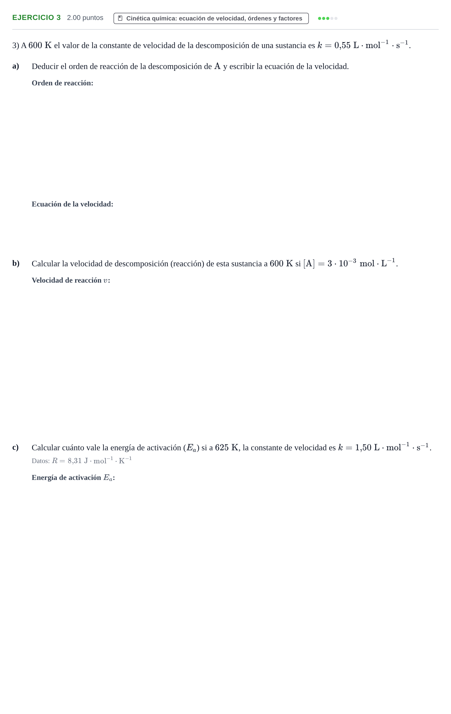 Enunciado: Problema 3 · Química PAU Extremadura Ordinaria 2023