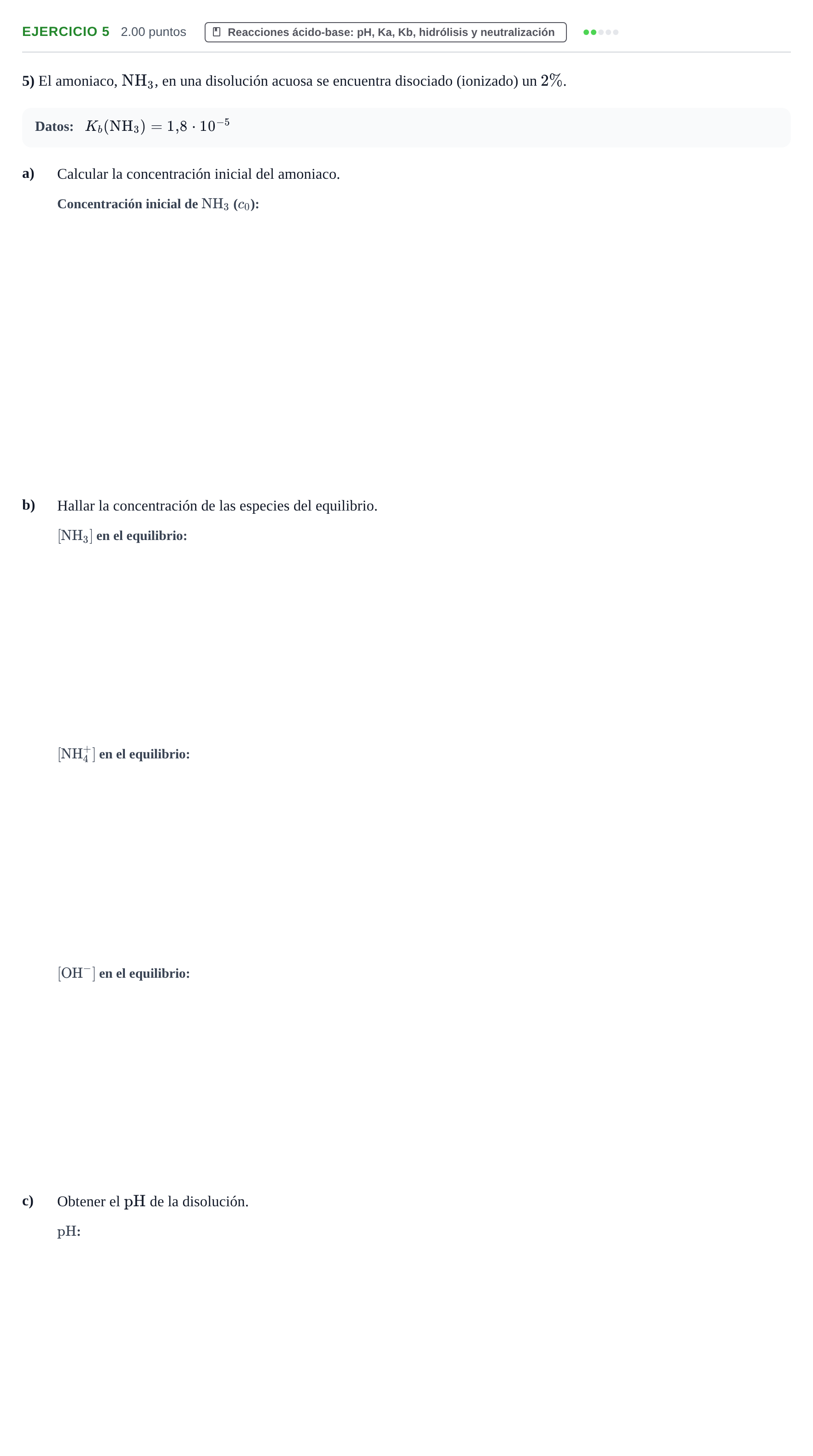Enunciado: Problema 5 · Química PAU Extremadura Ordinaria 2023