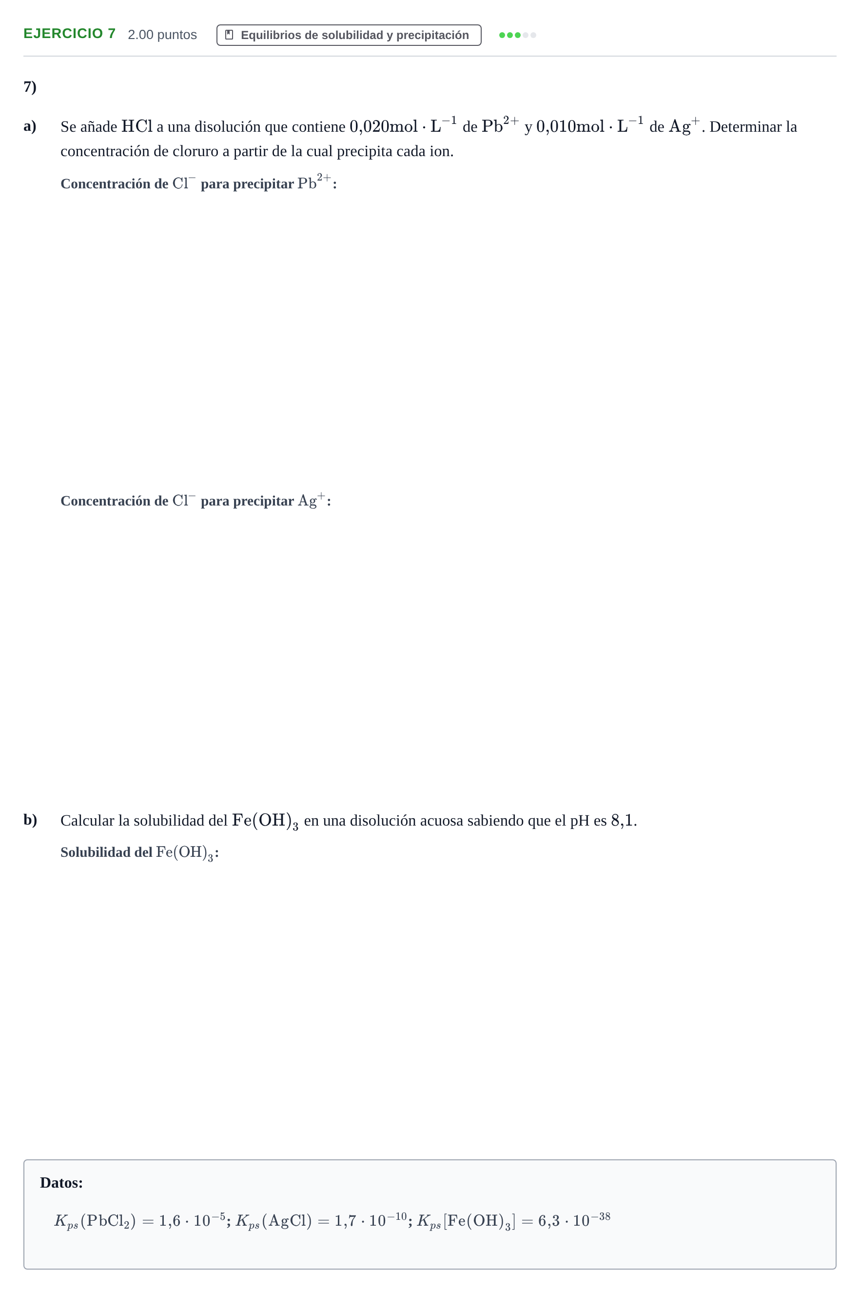 Enunciado: Problema 7 · Química PAU Extremadura Ordinaria 2023