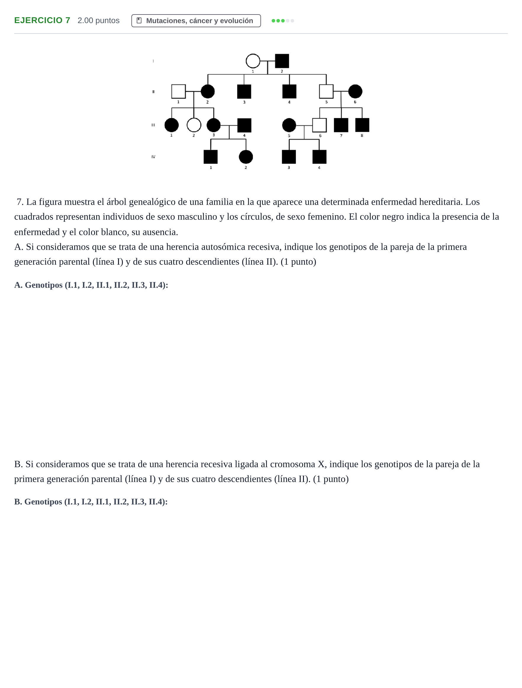 Enunciado: Problema 7 · Biología PAU Extremadura Extraordinaria 2023