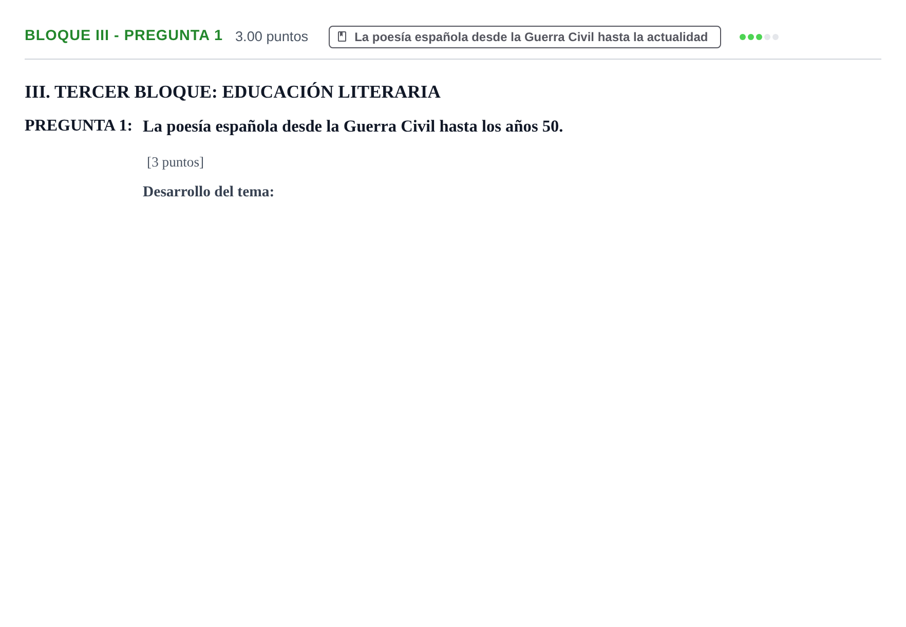 Enunciado: Bloque III - Pregunta 1 · Lengua Castellana y Literatura II PAU Extremadura Extraordinaria 2023