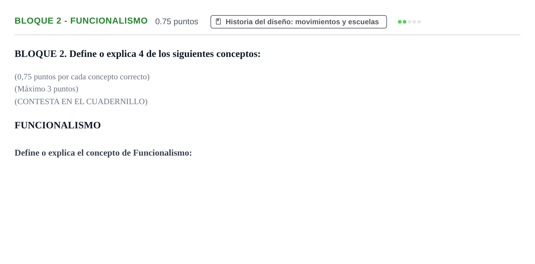 Enunciado: Bloque 2 - Funcionalismo · Diseño PAU Extremadura Extraordinaria 2023