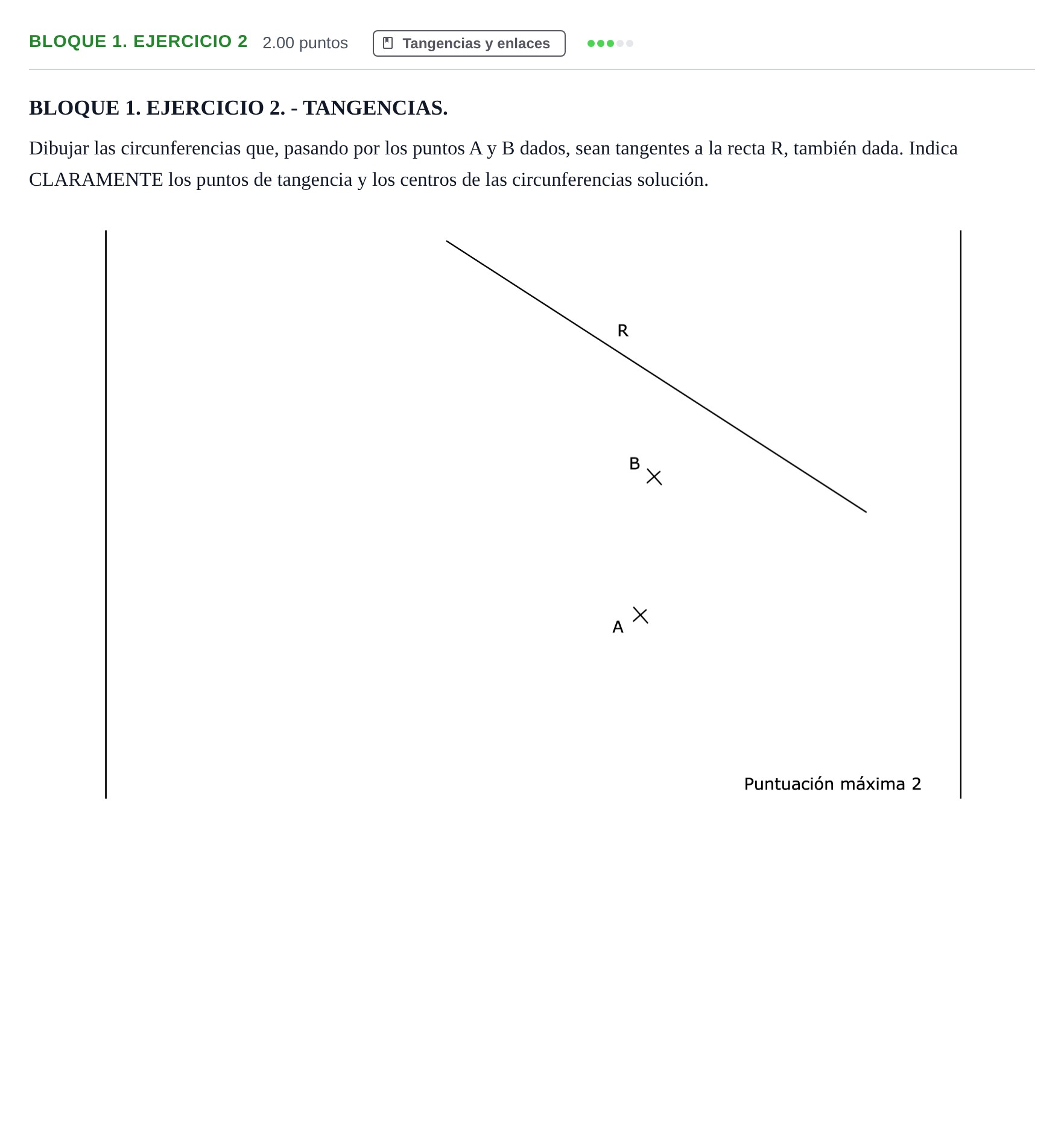 Enunciado: Bloque 1. Ejercicio 2 · Dibujo técnico II PAU Extremadura Extraordinaria 2023