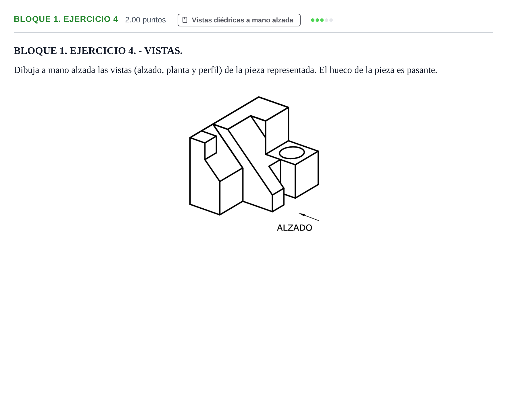 Enunciado: Bloque 1. Ejercicio 4 · Dibujo técnico II PAU Extremadura Extraordinaria 2023