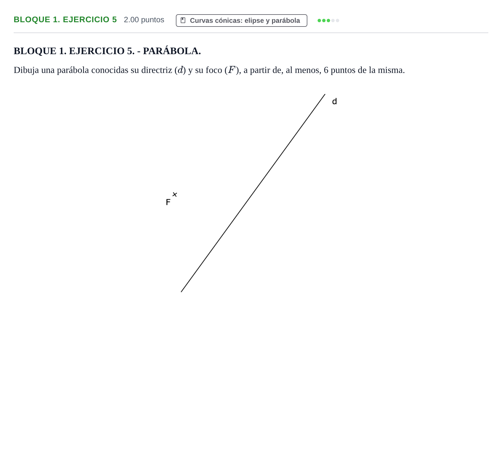 Enunciado: Bloque 1. Ejercicio 5 · Dibujo técnico II PAU Extremadura Extraordinaria 2023