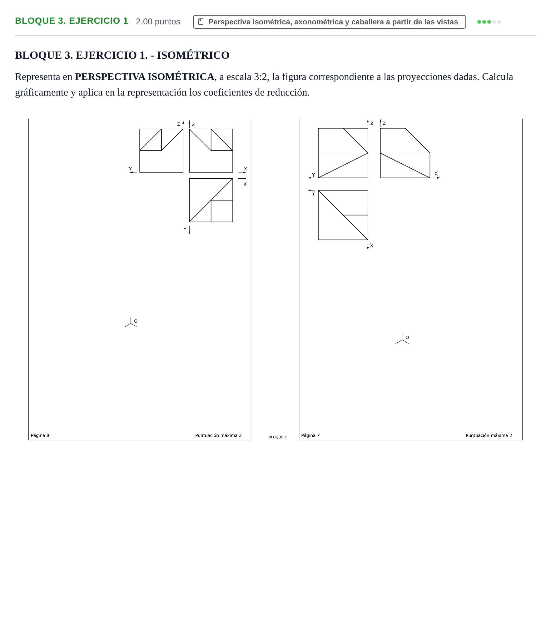 Enunciado: Bloque 3. Ejercicio 1 · Dibujo técnico II PAU Extremadura Extraordinaria 2023