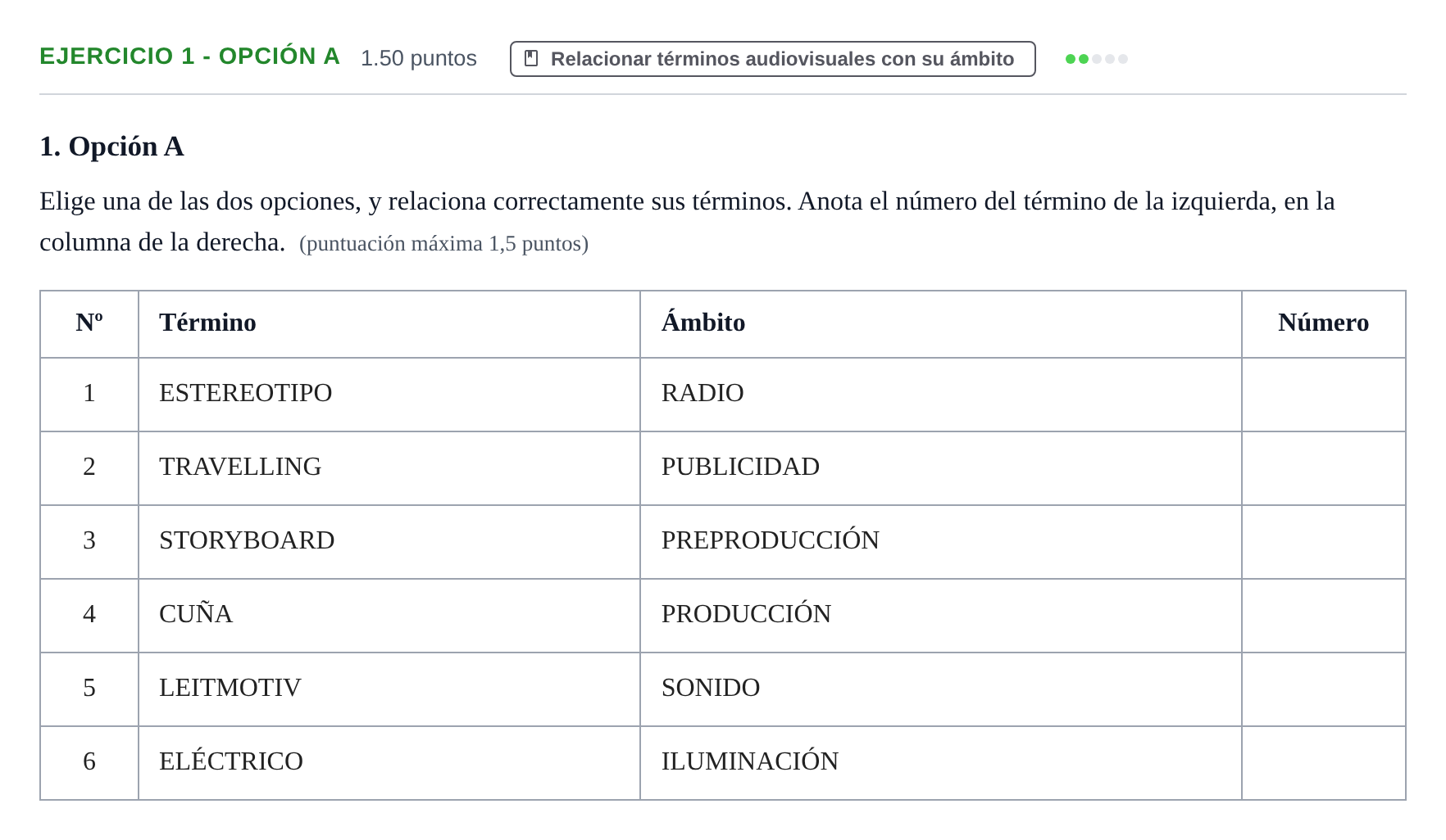 Enunciado: Ejercicio 1 - Opción A · Cultura Audiovisual II PAU Extremadura Extraordinaria 2023