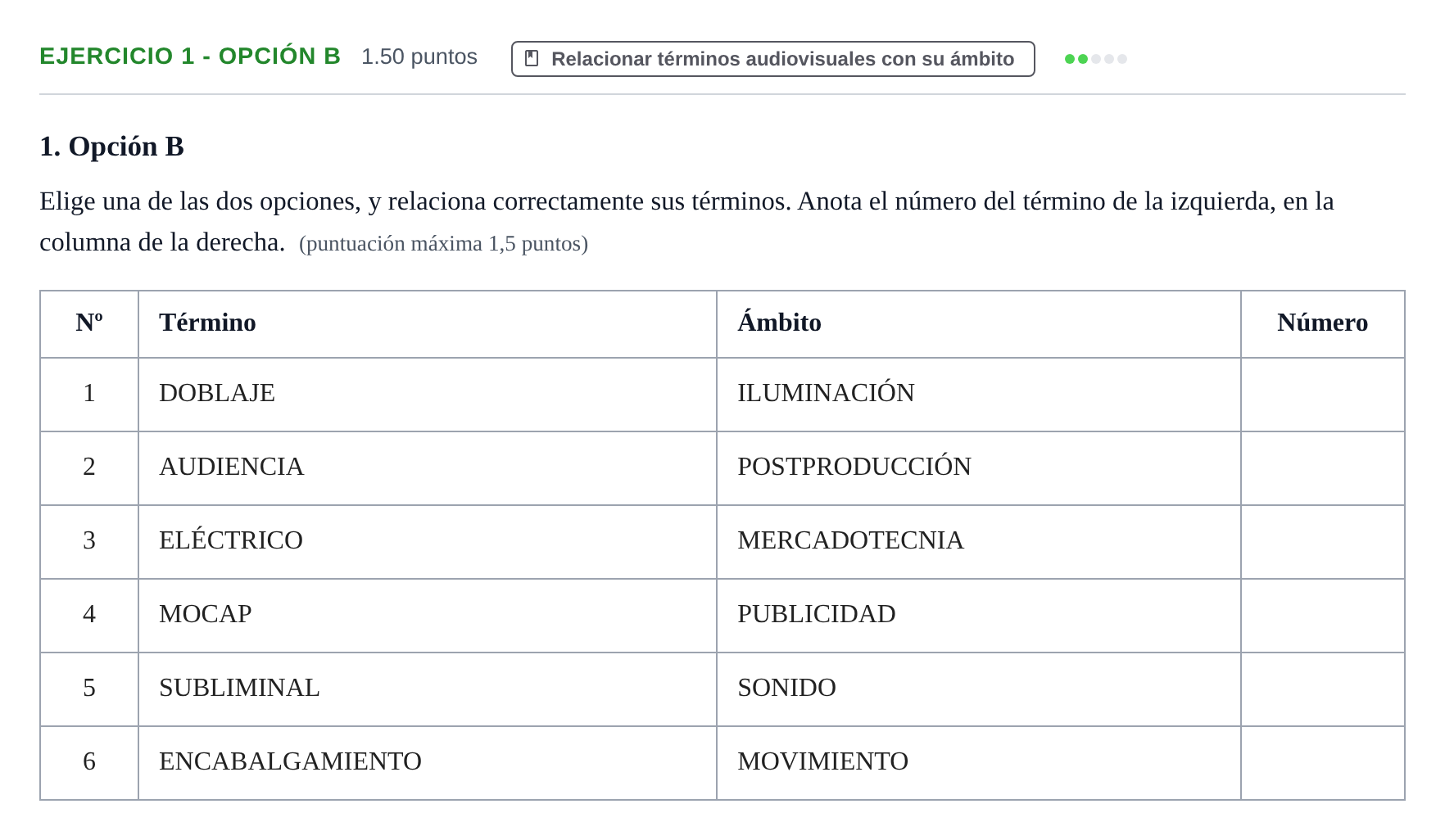 Enunciado: Ejercicio 1 - Opción B · Cultura Audiovisual II PAU Extremadura Extraordinaria 2023