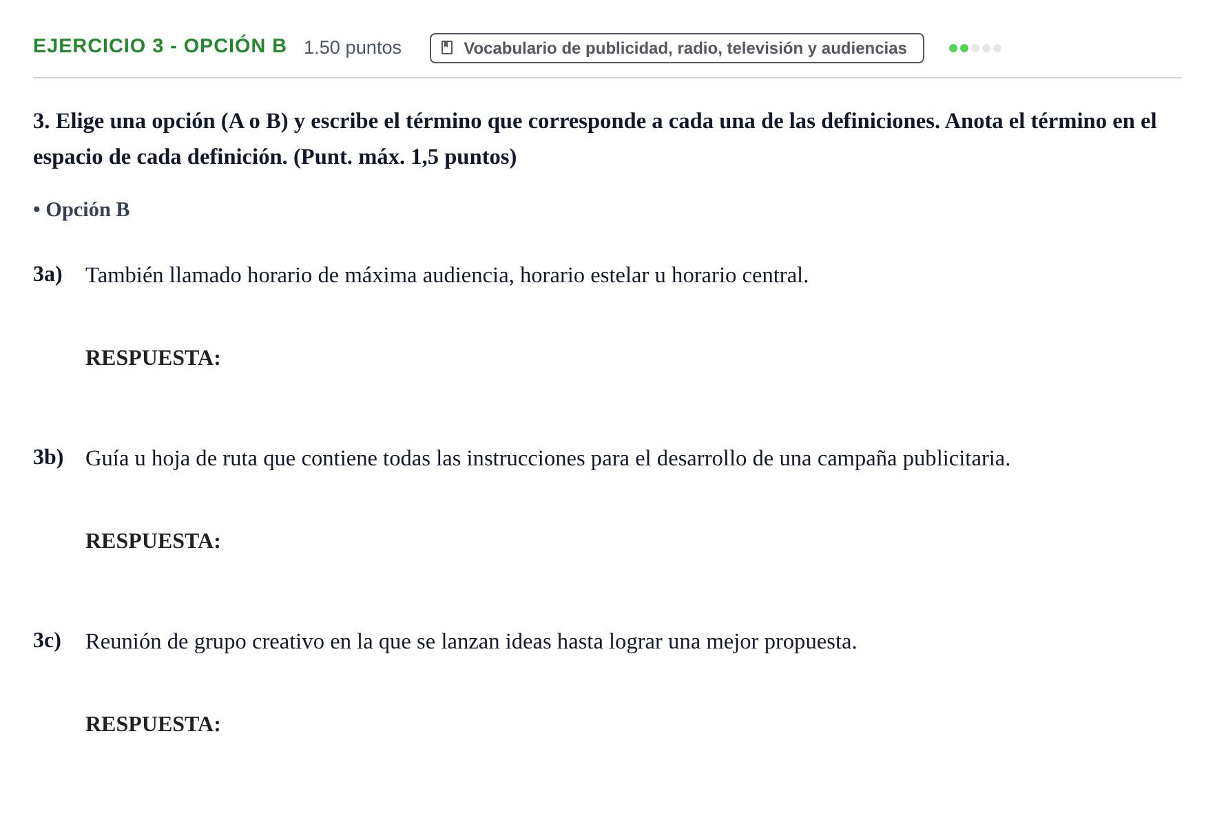 Enunciado: Ejercicio 3 - Opción B · Cultura Audiovisual II PAU Extremadura Extraordinaria 2023