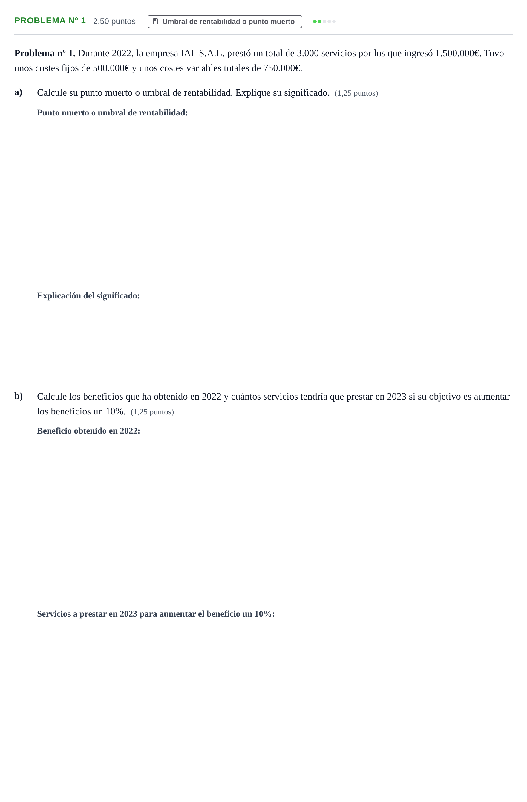 Enunciado: Problema nº 1 · Empresa y Diseño de Modelos de Negocio PAU Extremadura Extraordinaria 2023