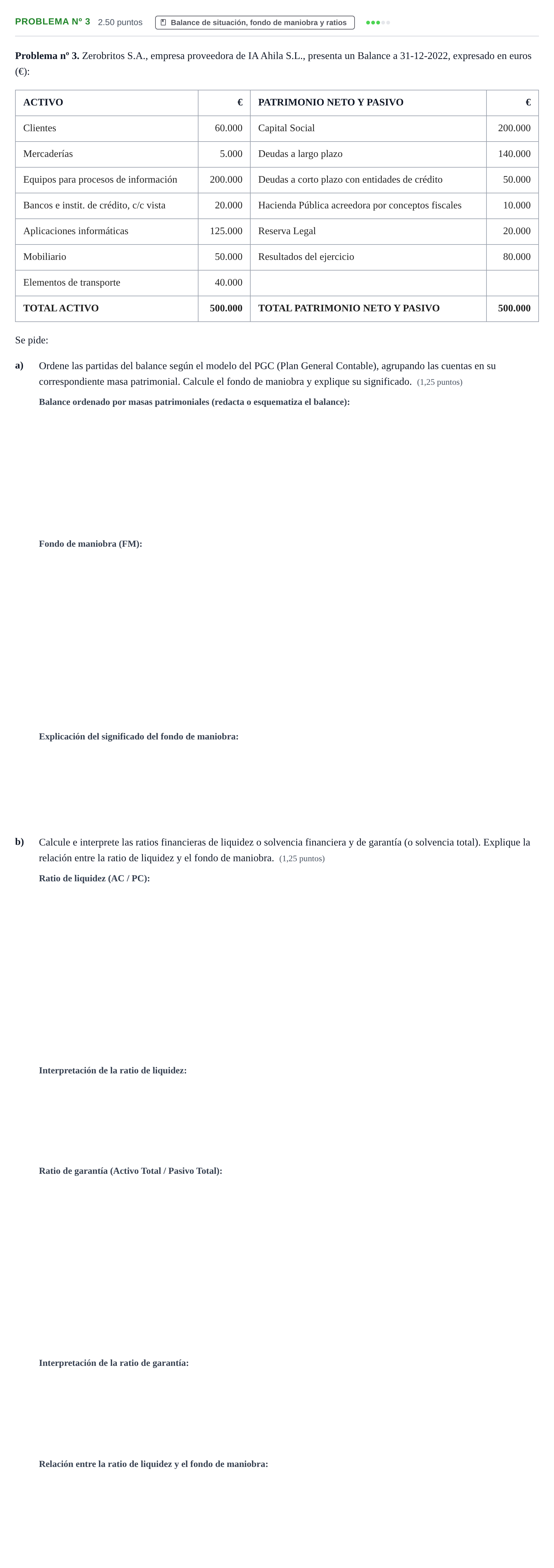 Enunciado: Problema nº 3 · Empresa y Diseño de Modelos de Negocio PAU Extremadura Extraordinaria 2023