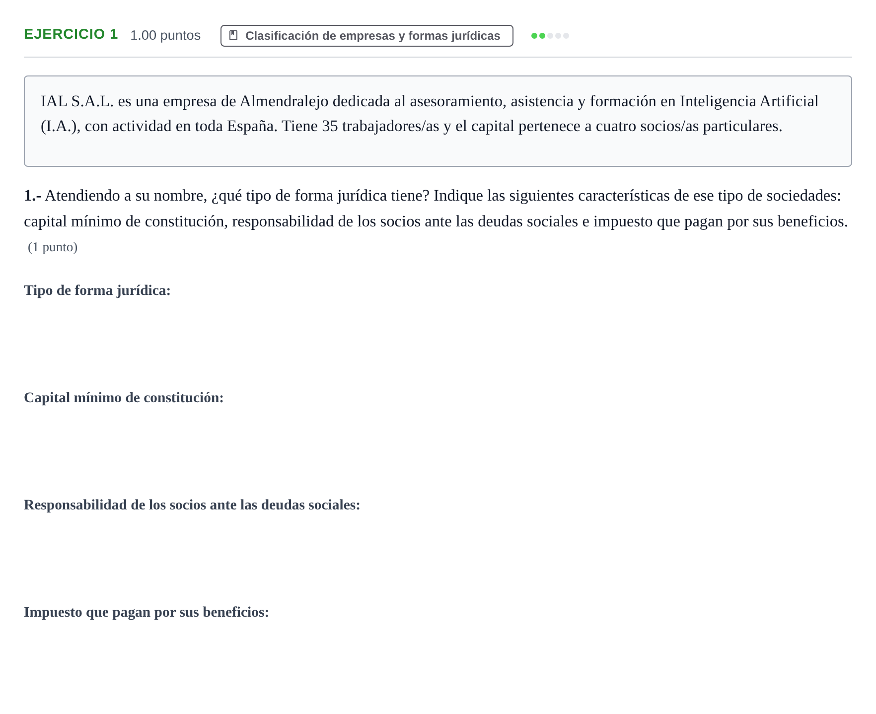 Enunciado: Problema 1 · Empresa y Diseño de Modelos de Negocio PAU Extremadura Extraordinaria 2023