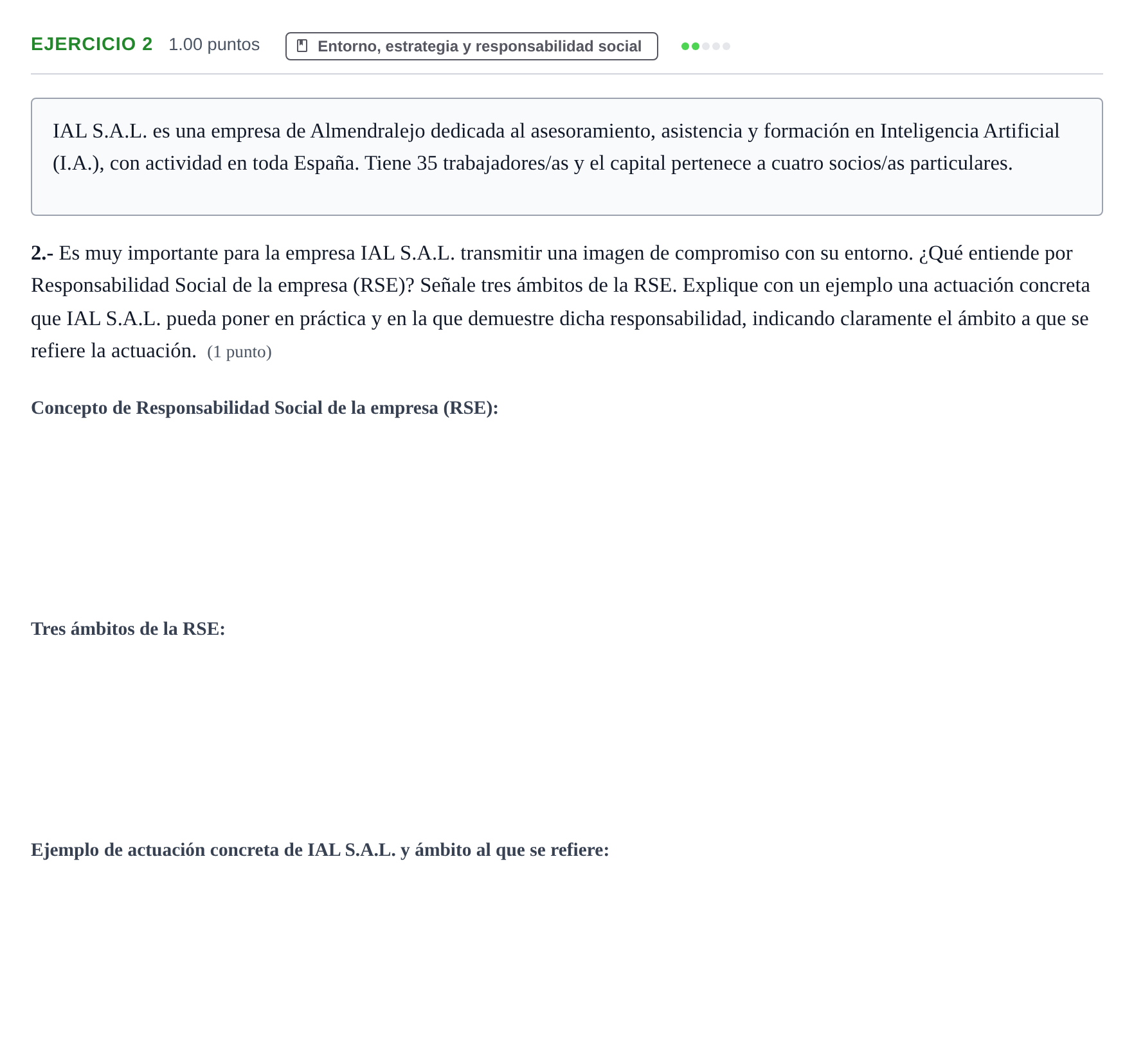 Enunciado: Problema 2 · Empresa y Diseño de Modelos de Negocio PAU Extremadura Extraordinaria 2023