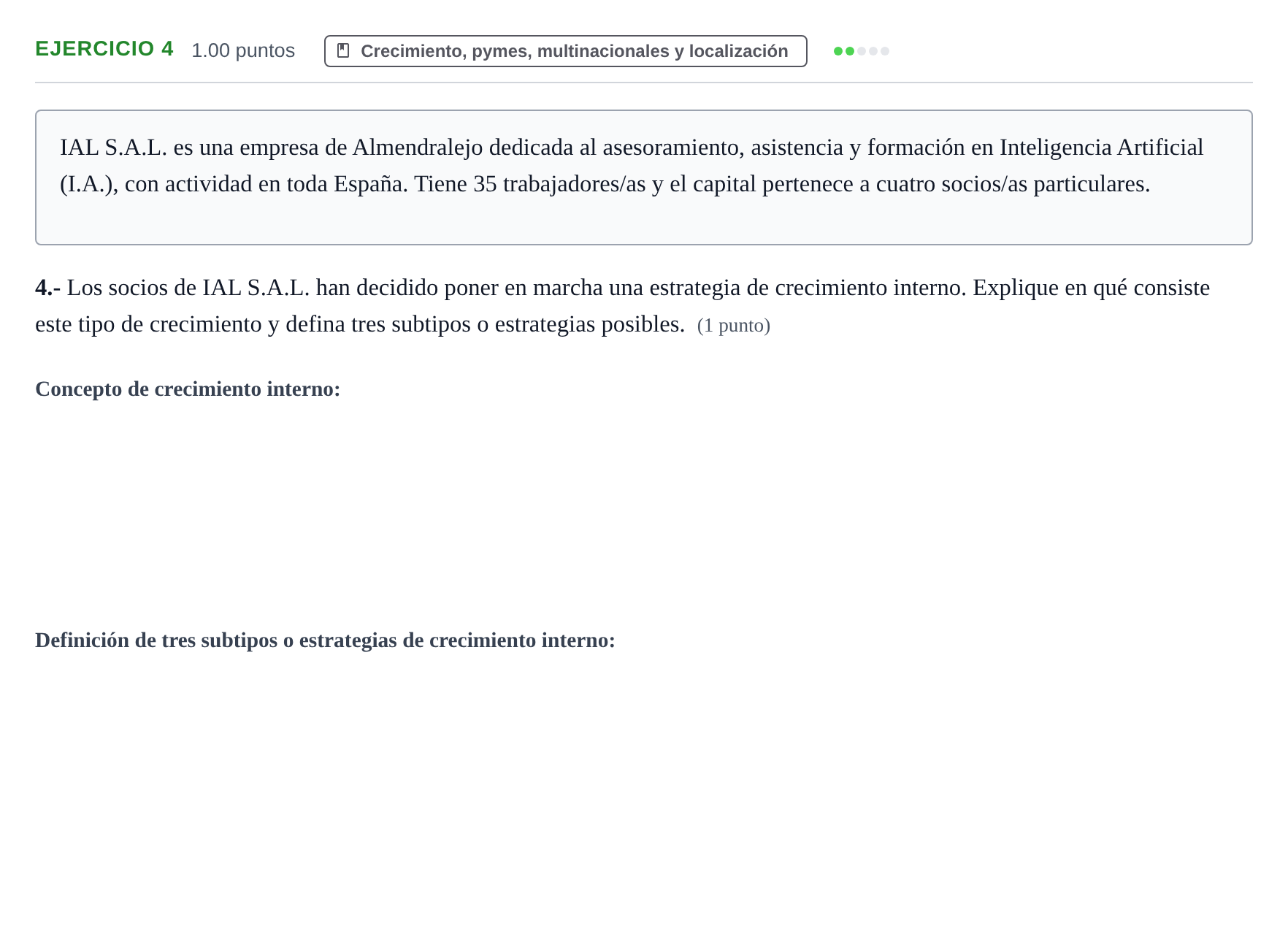 Enunciado: Problema 4 · Empresa y Diseño de Modelos de Negocio PAU Extremadura Extraordinaria 2023