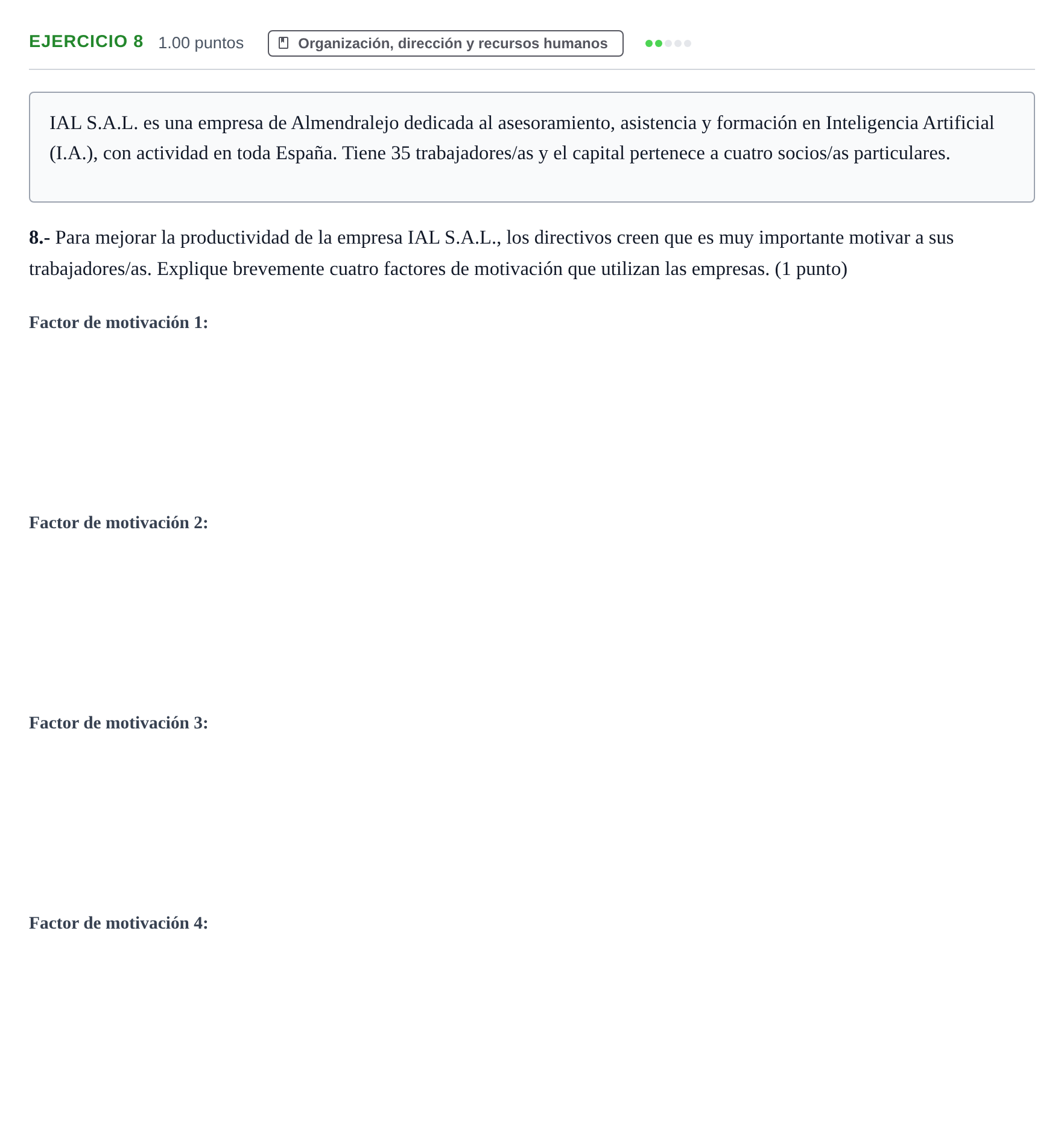 Enunciado: Problema 8 · Empresa y Diseño de Modelos de Negocio PAU Extremadura Extraordinaria 2023