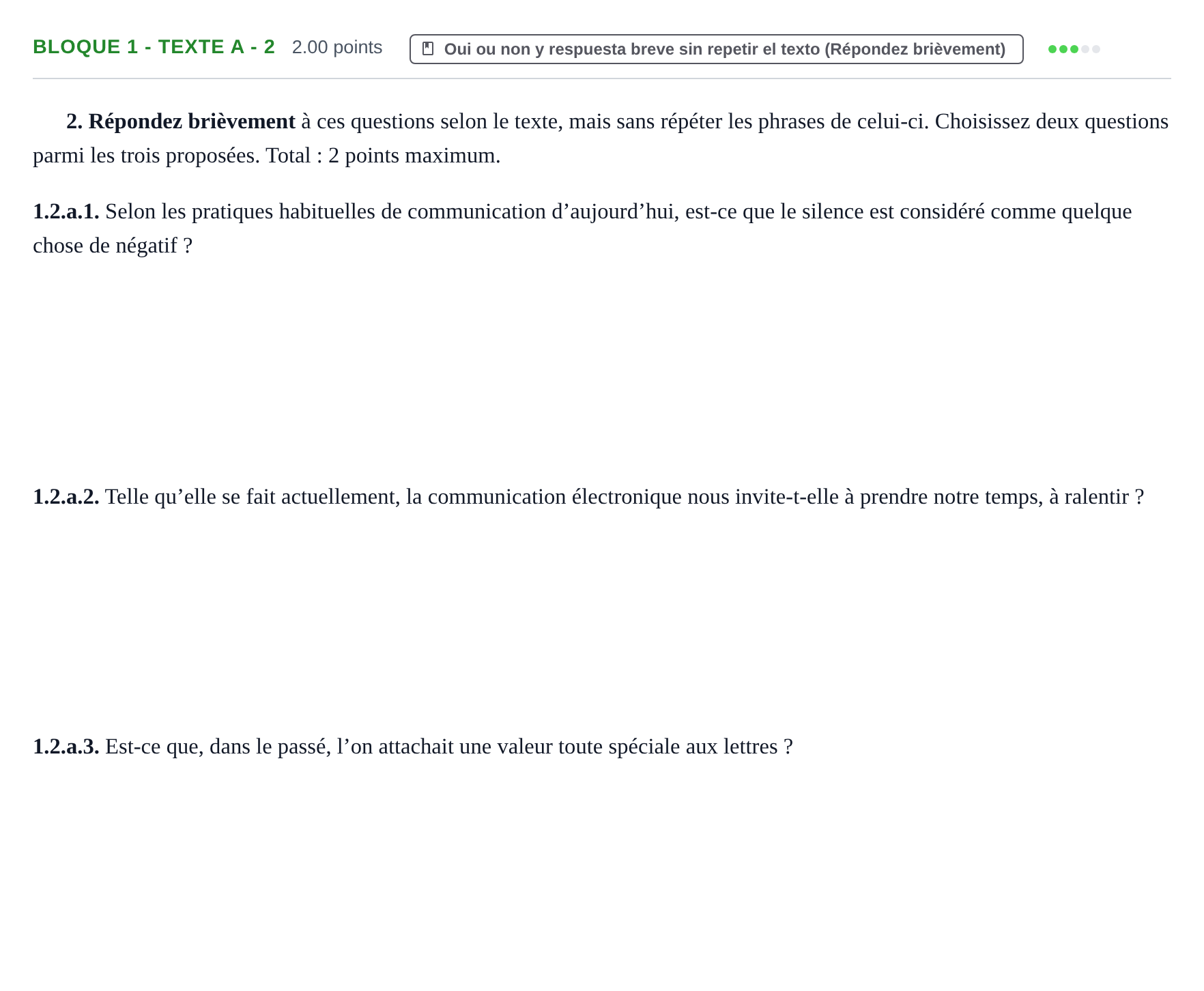 Enunciado: Bloque 1 - Texte A - 2 · Francés PAU Extremadura Extraordinaria 2023