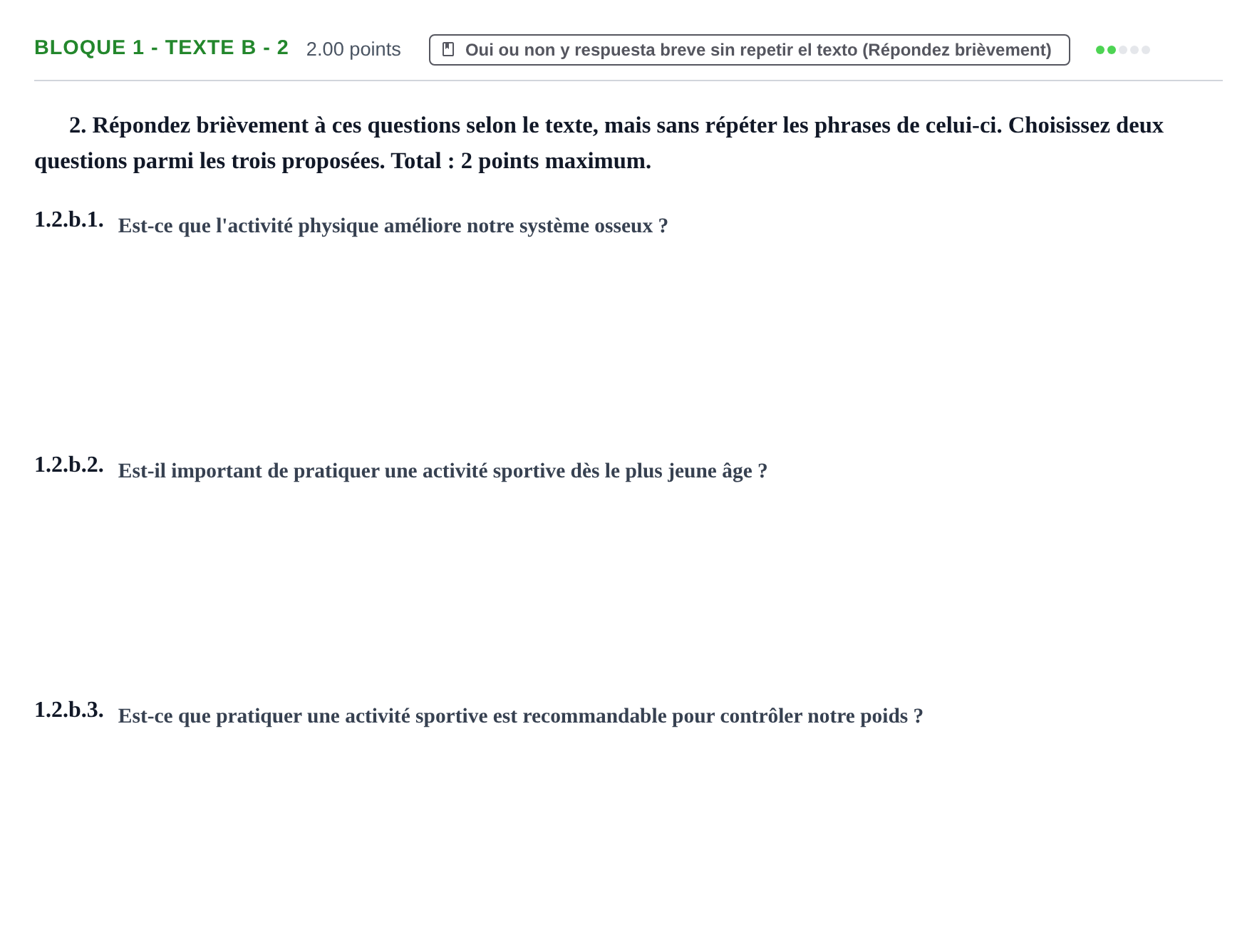 Enunciado: Bloque 1 - Texte B - 2 · Francés PAU Extremadura Extraordinaria 2023