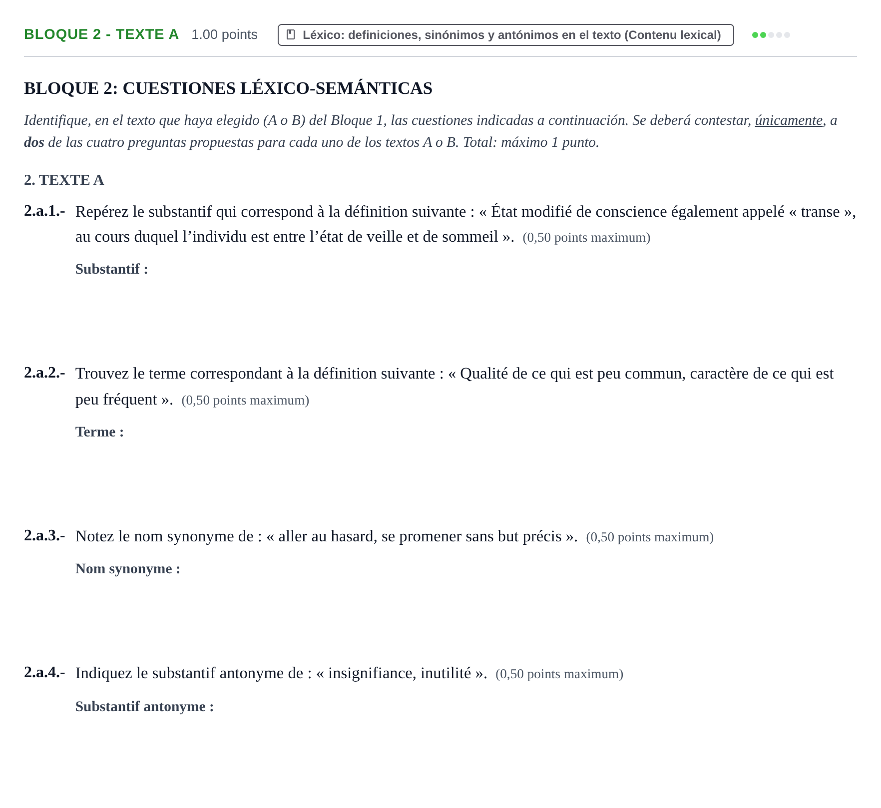 Enunciado: Bloque 2 - Texte A · Francés PAU Extremadura Extraordinaria 2023