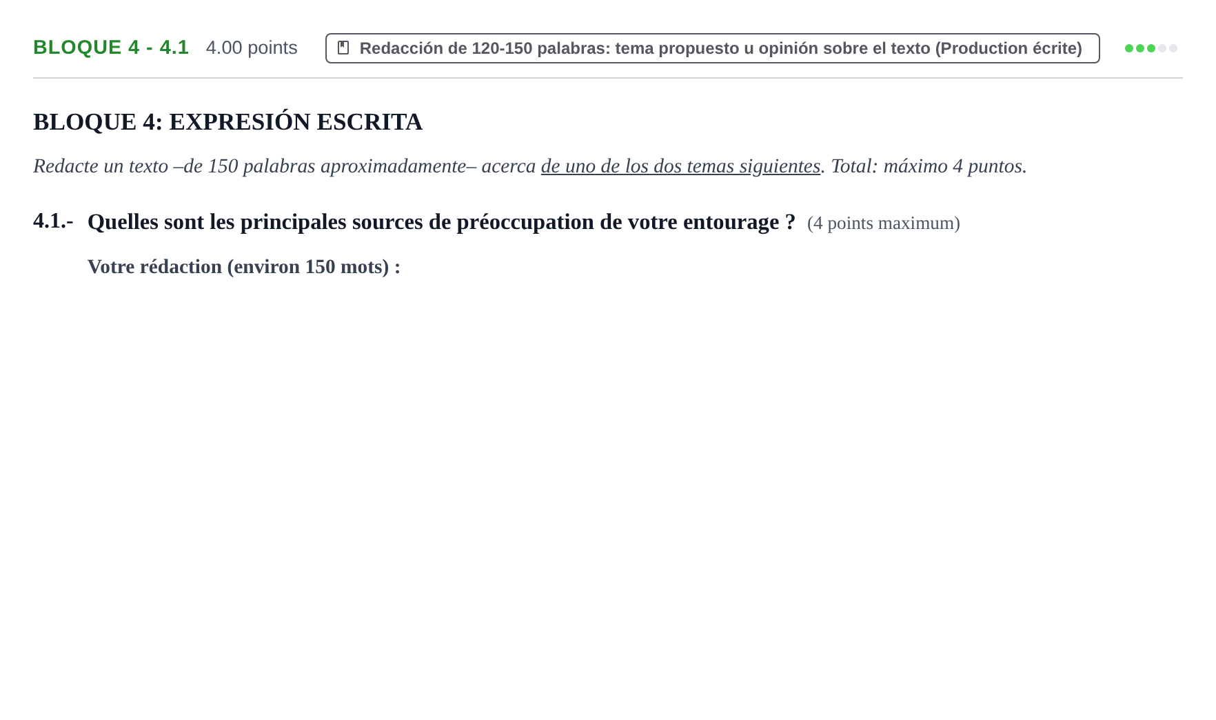 Enunciado: Bloque 4 - 4.1 · Francés PAU Extremadura Extraordinaria 2023