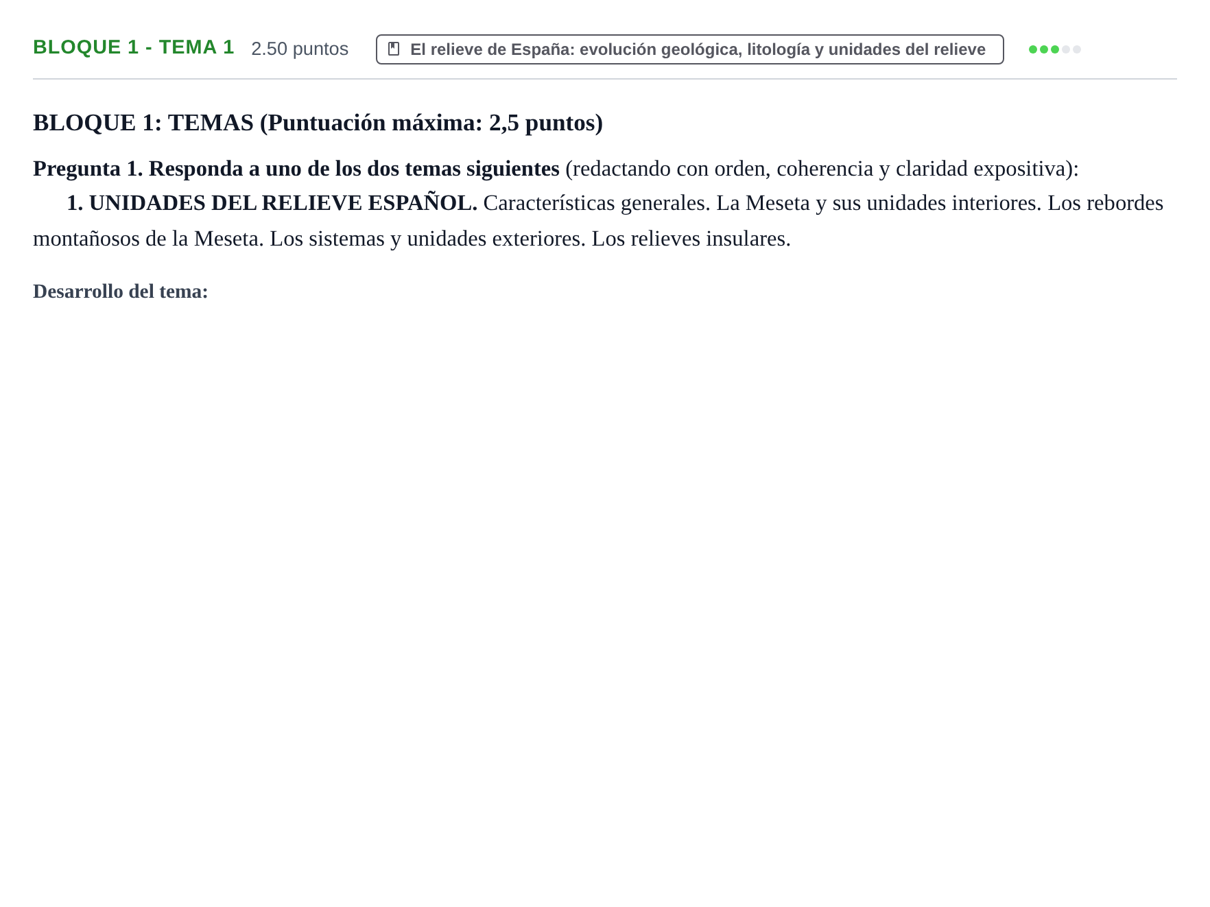 Enunciado: Bloque 1 - Tema 1 · Geografía PAU Extremadura Extraordinaria 2023