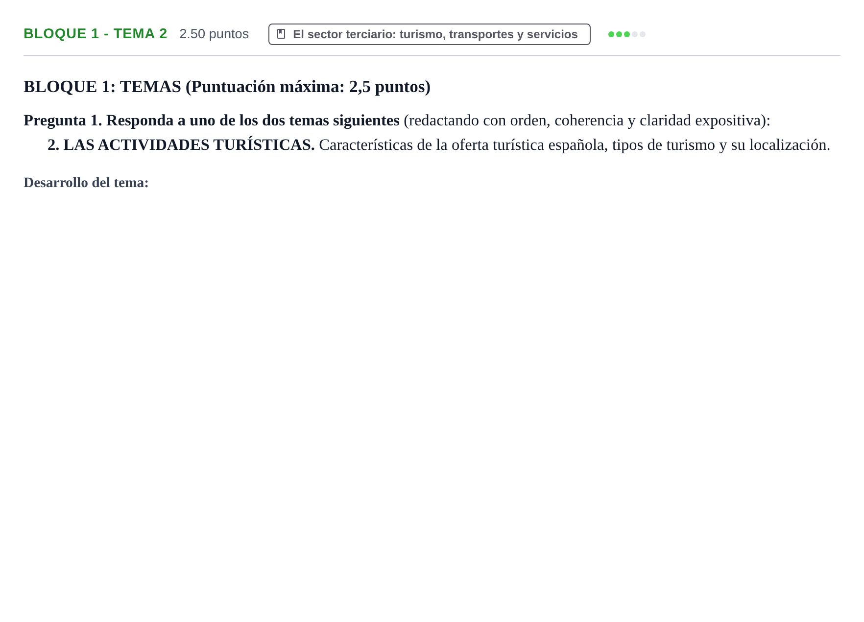 Enunciado: Bloque 1 - Tema 2 · Geografía PAU Extremadura Extraordinaria 2023