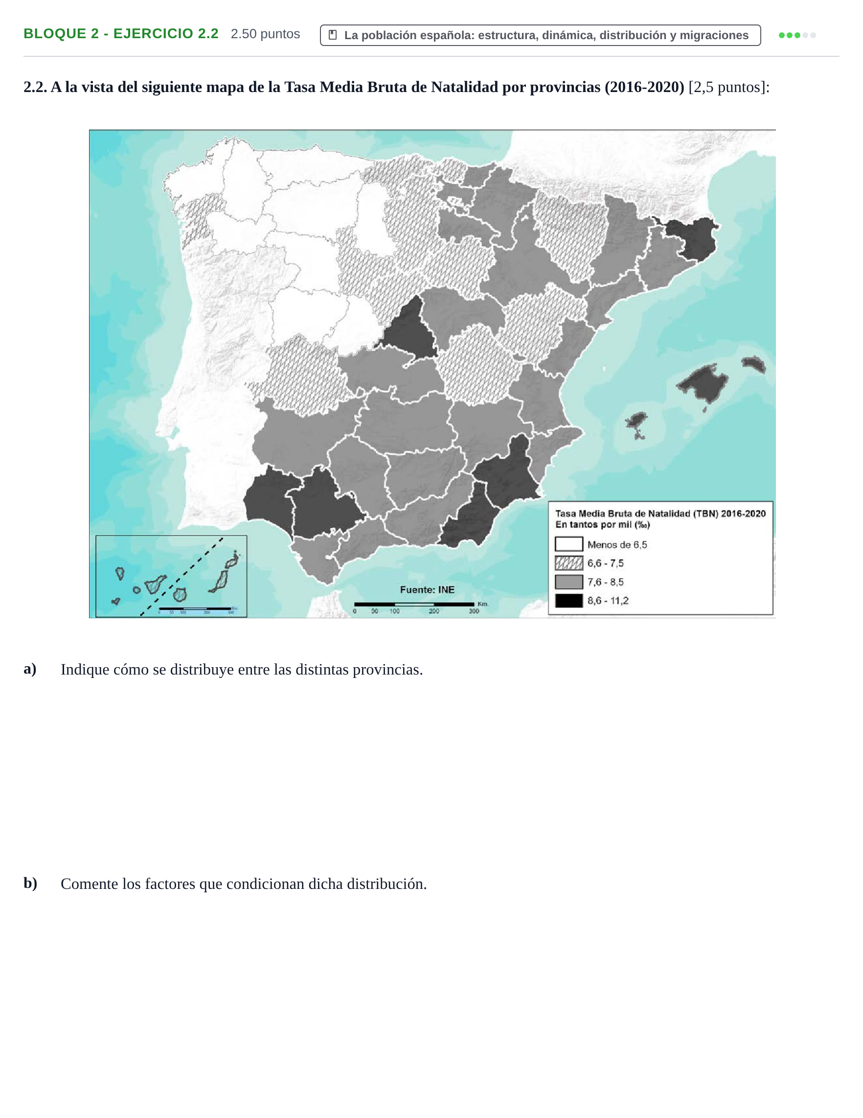Enunciado: Bloque 2 - Ejercicio 2.2 · Geografía PAU Extremadura Extraordinaria 2023