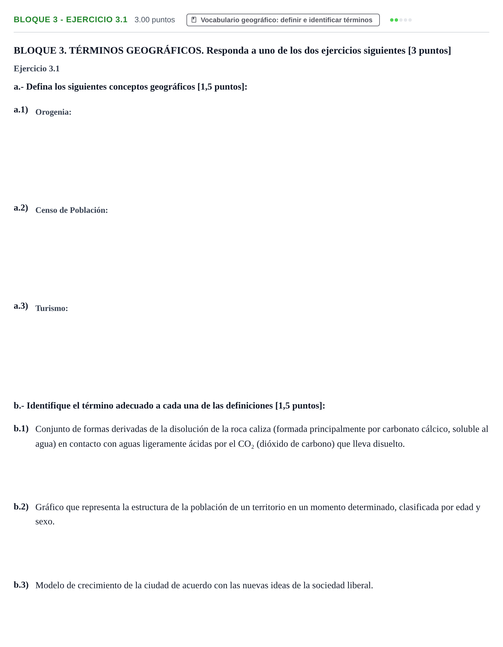 Enunciado: Bloque 3 - Ejercicio 3.1 · Geografía PAU Extremadura Extraordinaria 2023