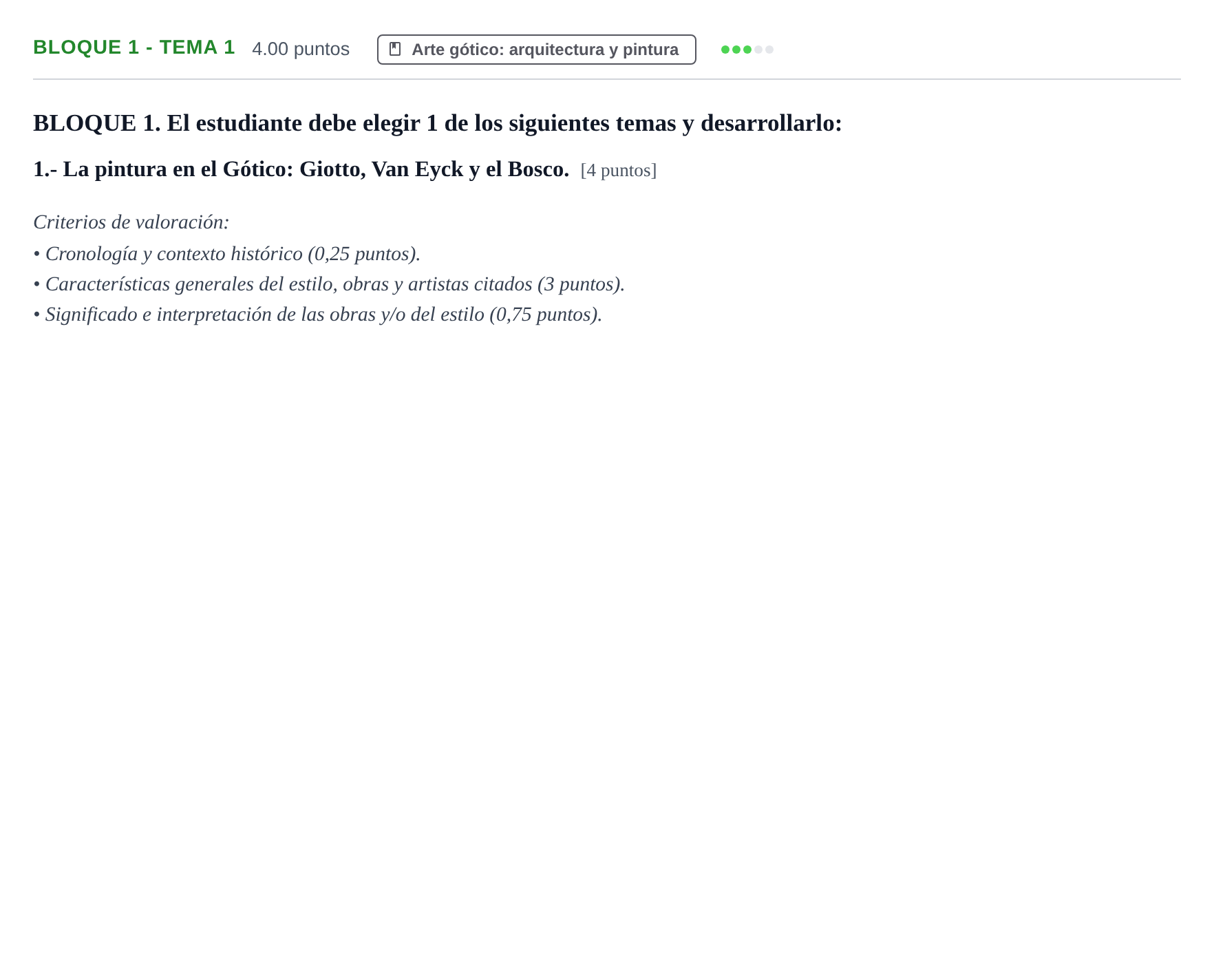 Enunciado: Bloque 1 - Tema 1 · Historia del Arte PAU Extremadura Extraordinaria 2023