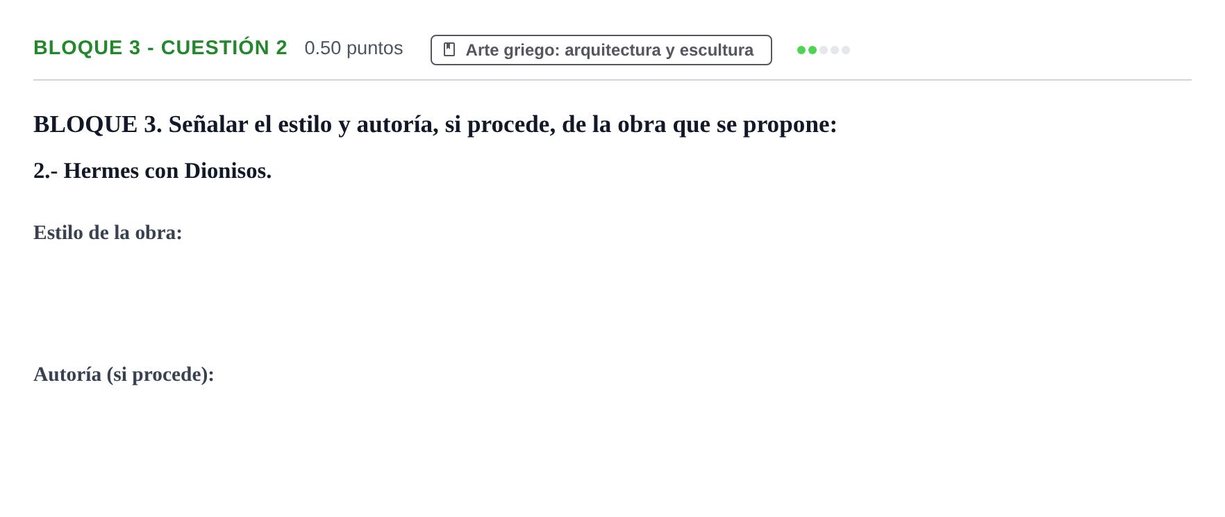 Enunciado: Bloque 3 - Cuestión 2 · Historia del Arte PAU Extremadura Extraordinaria 2023