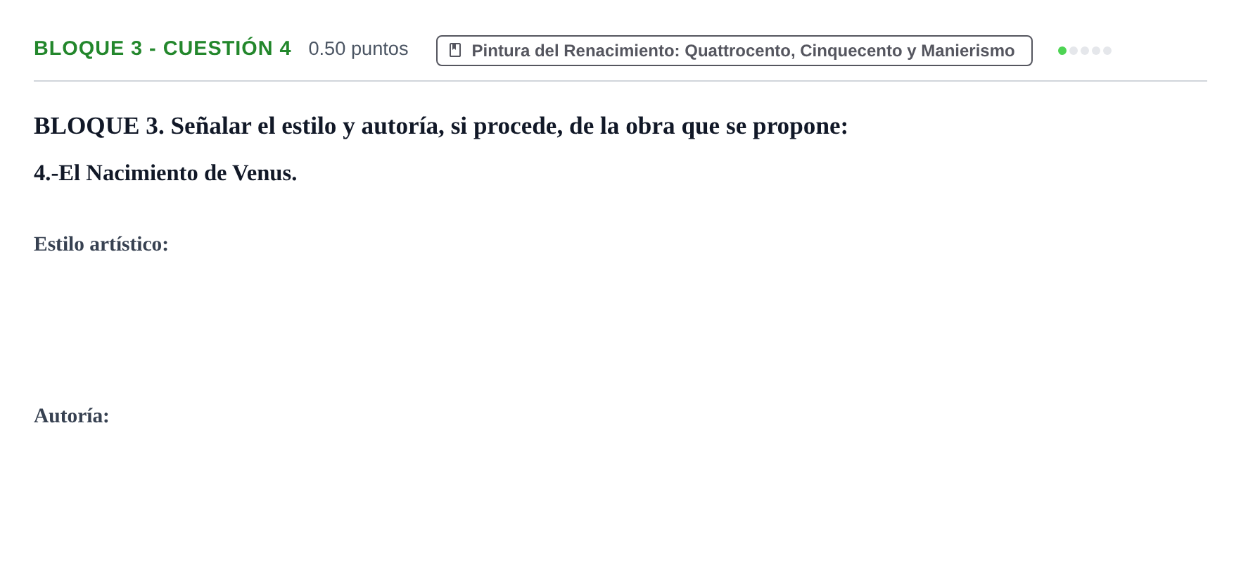 Enunciado: Bloque 3 - Cuestión 4 · Historia del Arte PAU Extremadura Extraordinaria 2023