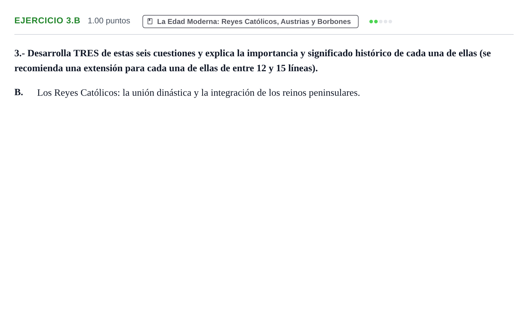 Enunciado: Ejercicio 3.B · Historia de España PAU Extremadura Extraordinaria 2023