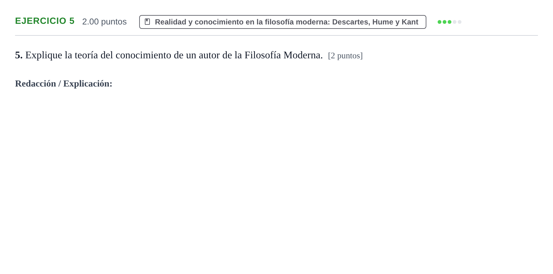 Enunciado: Problema 5 · Historia de la Filosofía PAU Extremadura Extraordinaria 2023