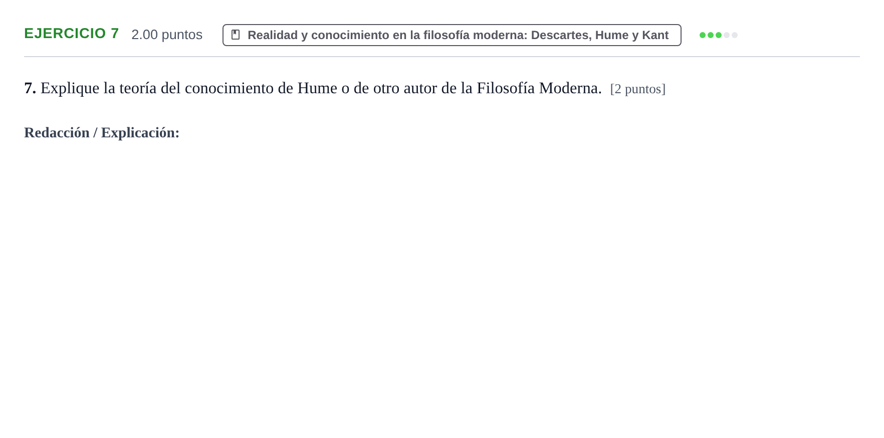 Enunciado: Problema 7 · Historia de la Filosofía PAU Extremadura Extraordinaria 2023