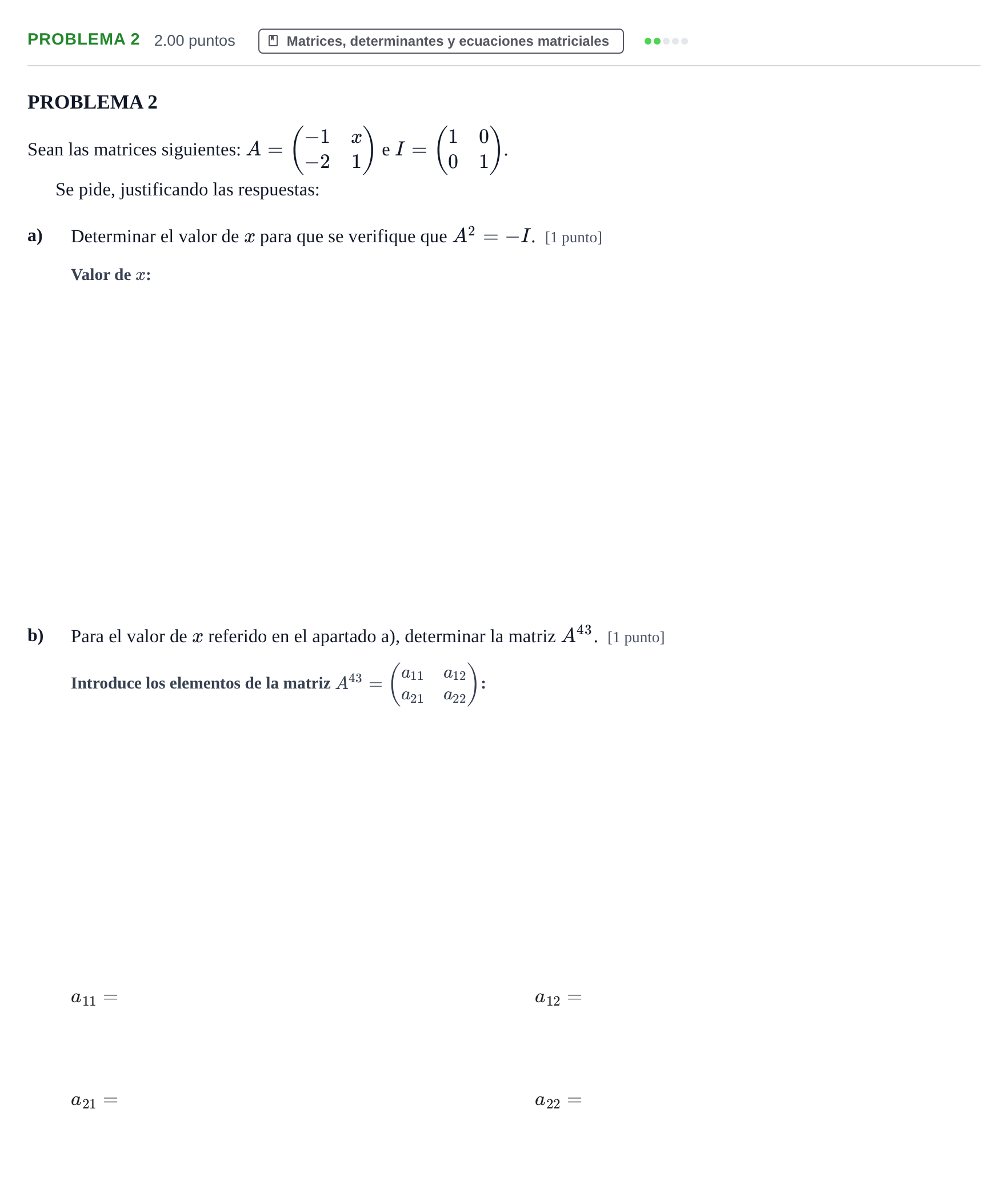 Enunciado: PROBLEMA 2 · Matemáticas aplicadas a las Ciencias Sociales II PAU Extremadura Extraordinaria 2023