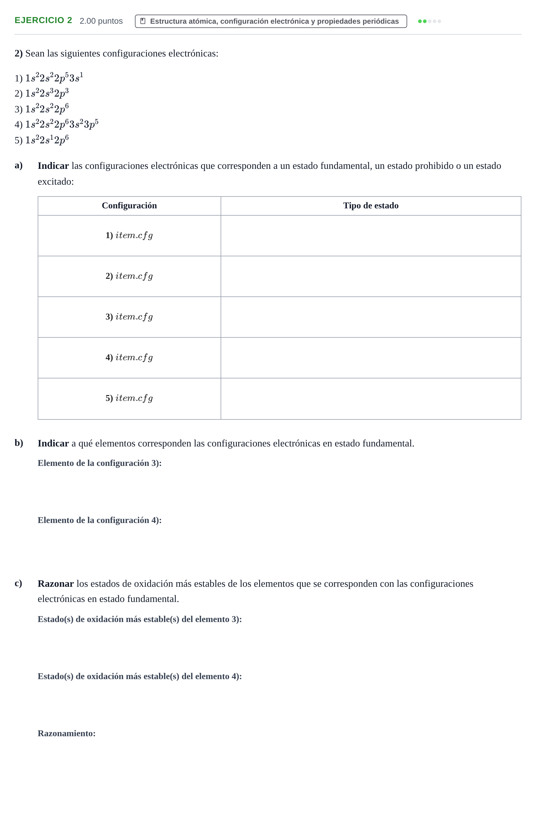 Enunciado: Problema 2 · Química PAU Extremadura Extraordinaria 2023
