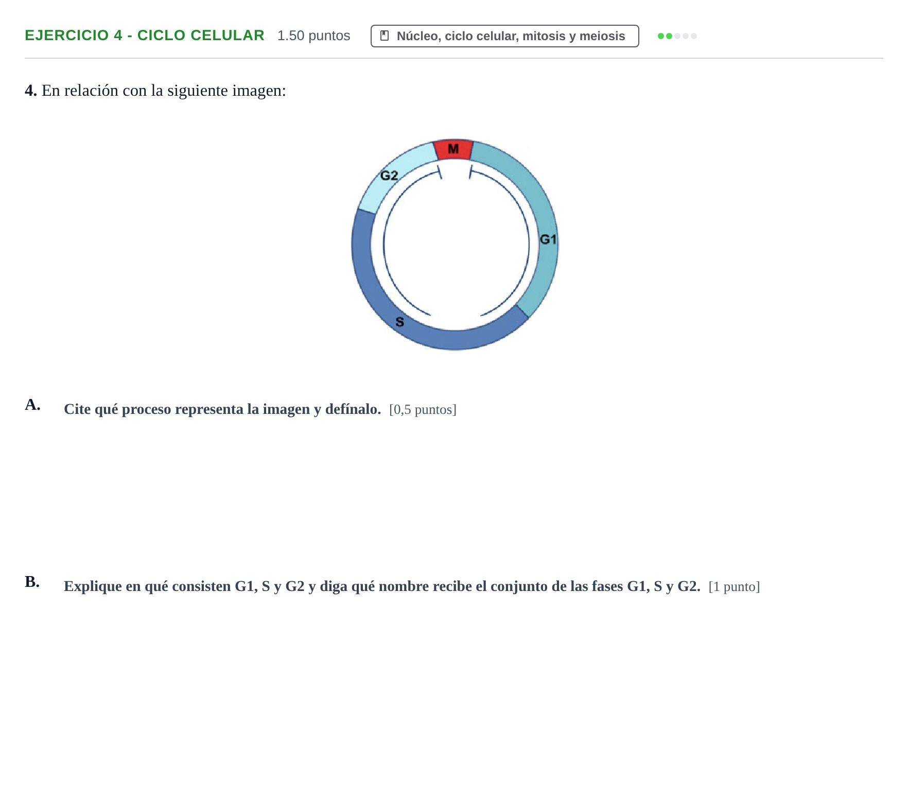 Enunciado: Ejercicio 4 - Ciclo celular · Biología PAU Extremadura Ordinaria 2022