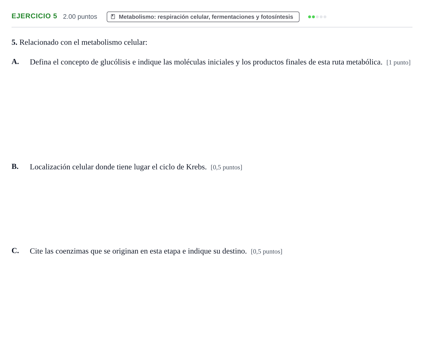Enunciado: Problema 5 · Biología PAU Extremadura Ordinaria 2022