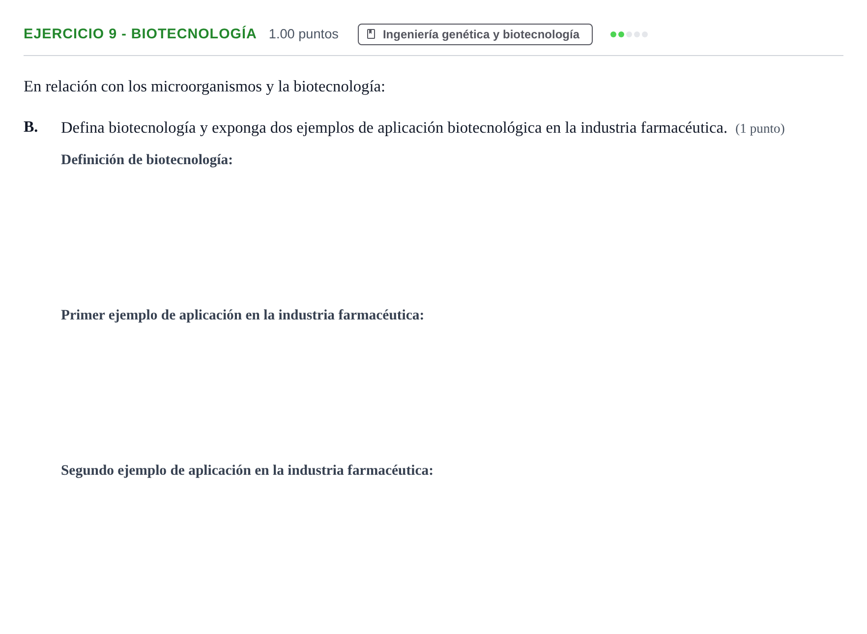 Enunciado: Ejercicio 9 - Biotecnología · Biología PAU Extremadura Ordinaria 2022