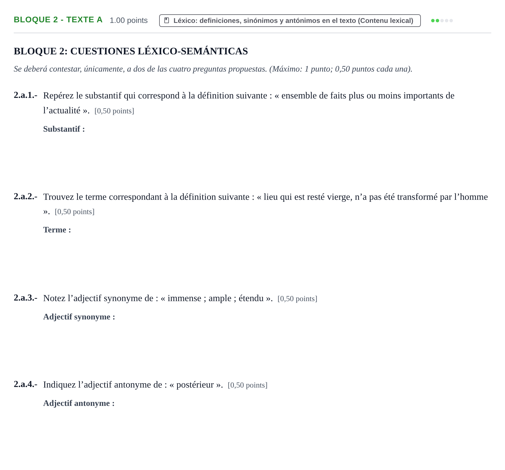 Enunciado: Bloque 2 - Texte A · Francés PAU Extremadura Ordinaria 2022