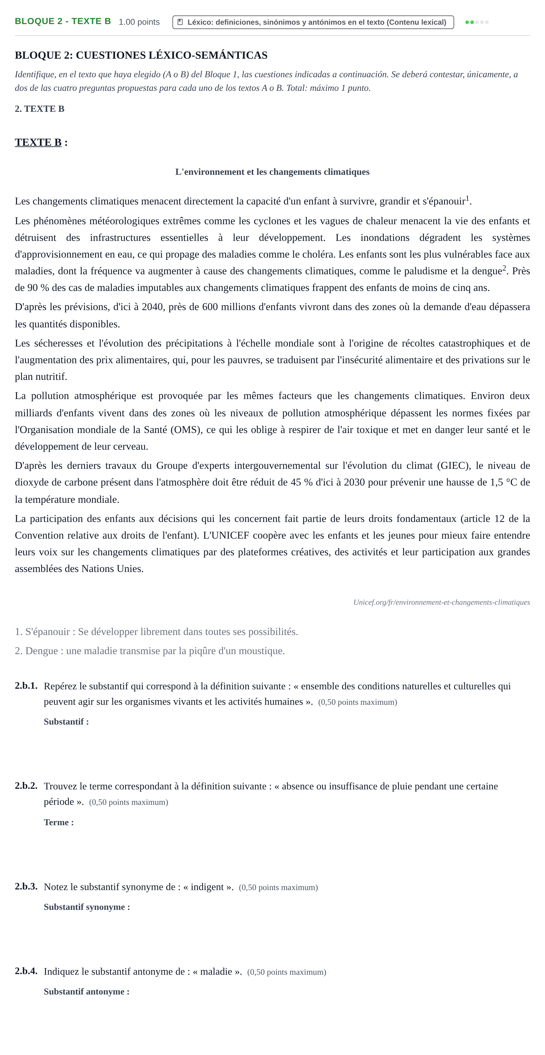 Enunciado: Bloque 2 - Texte B · Francés PAU Extremadura Ordinaria 2022