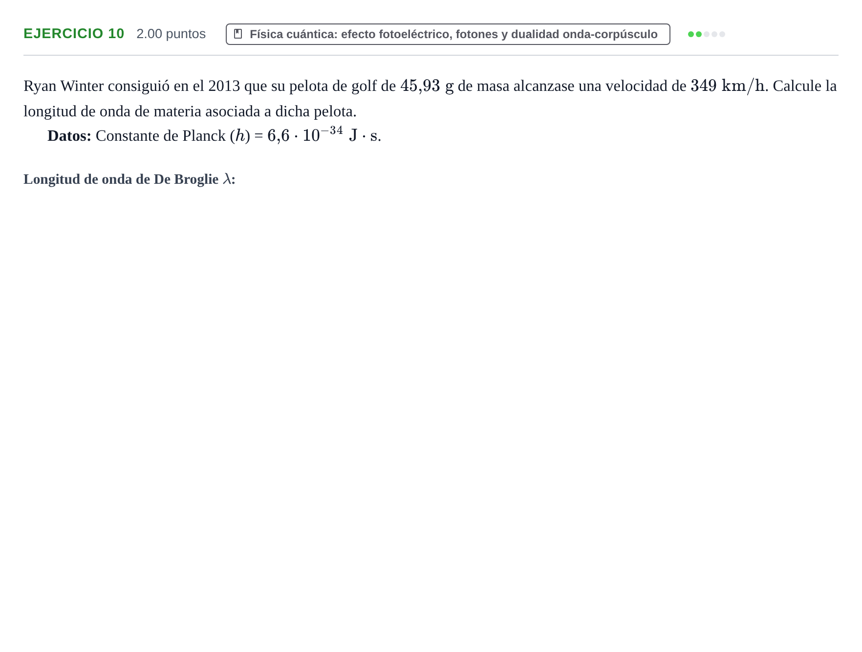 Enunciado: Problema 10 · Física PAU Extremadura Ordinaria 2022