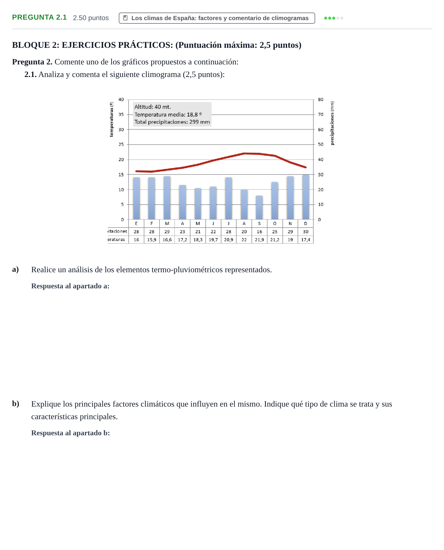 Enunciado: Pregunta 2.1 · Geografía PAU Extremadura Ordinaria 2022