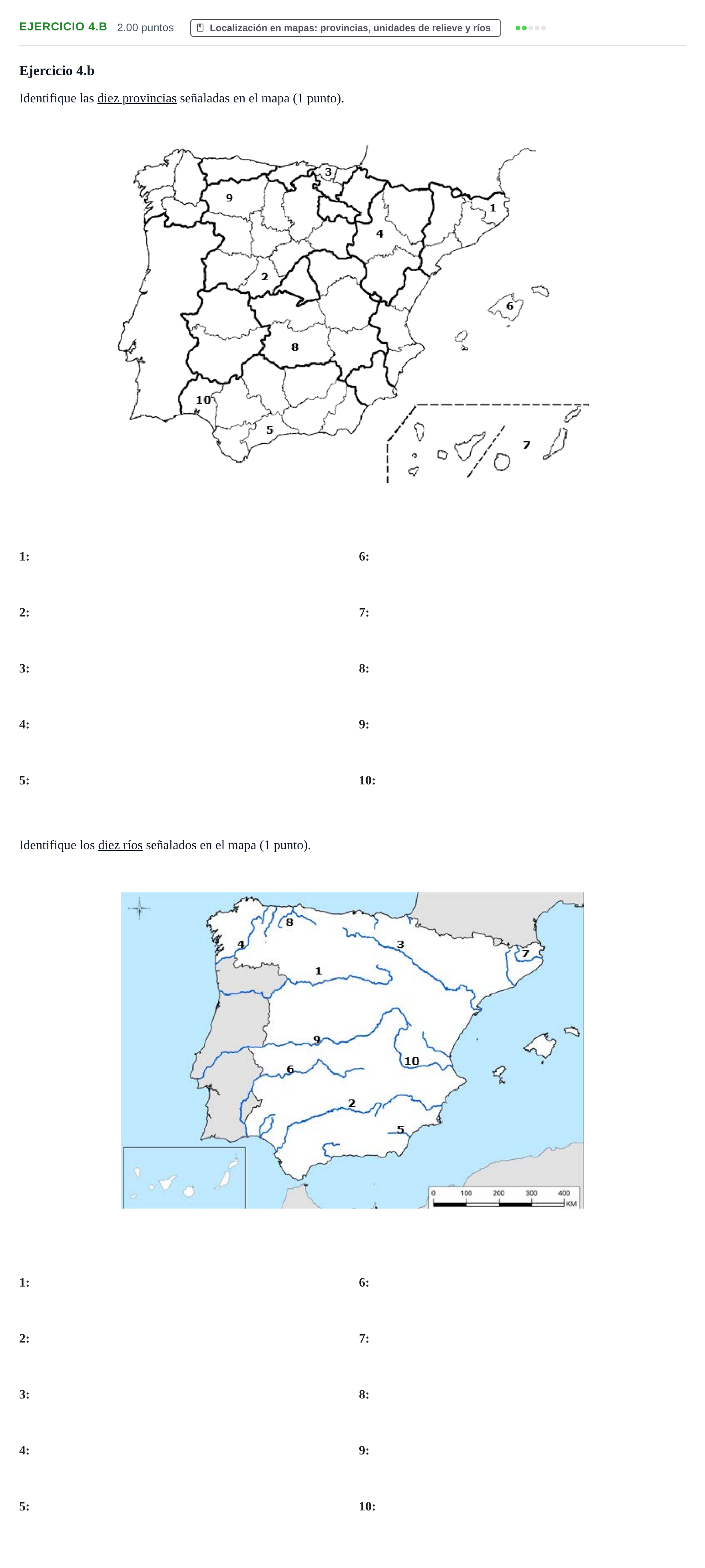 Enunciado: Ejercicio 4.b · Geografía PAU Extremadura Ordinaria 2022