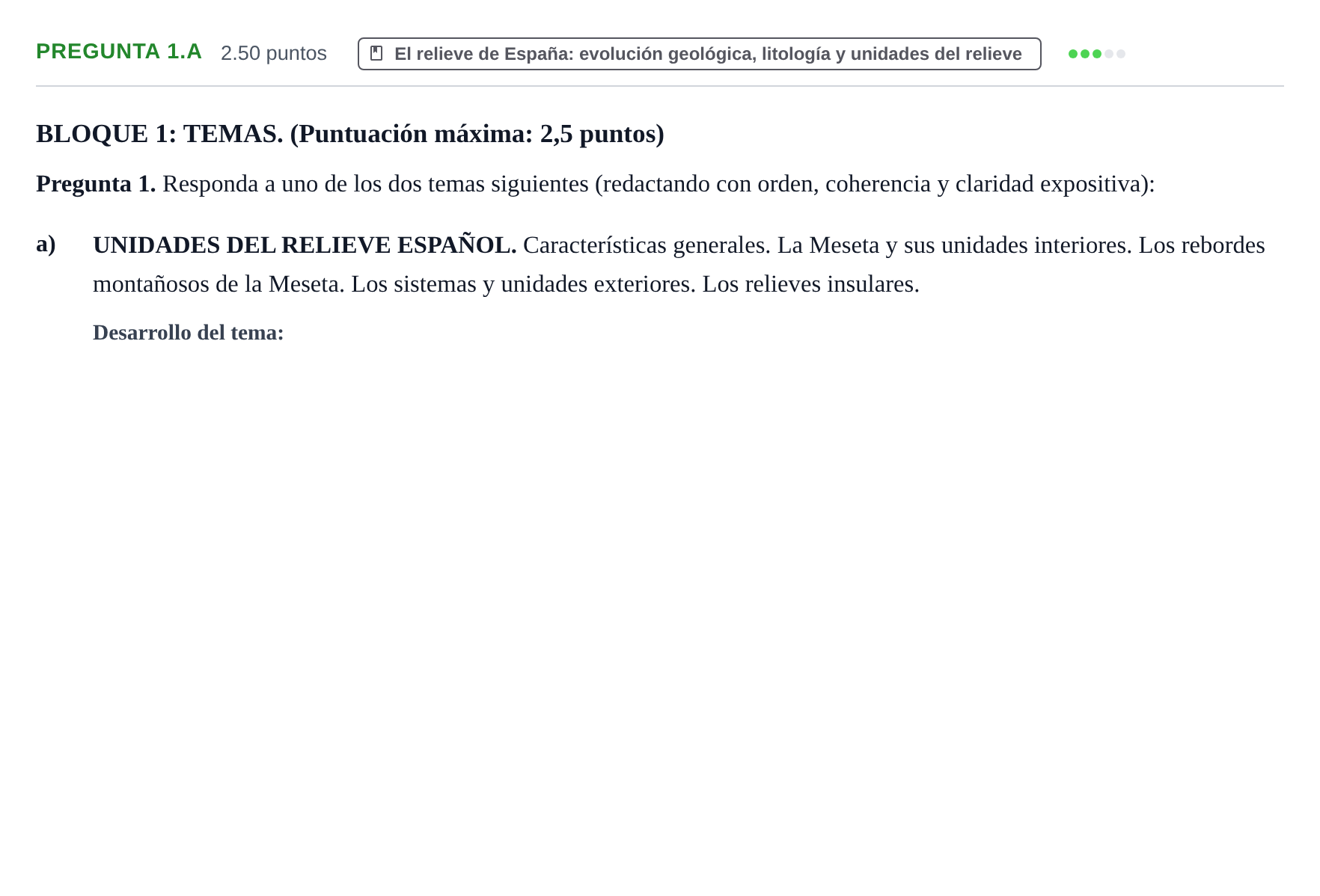 Enunciado: Pregunta 1.a · Geografía PAU Extremadura Ordinaria 2022