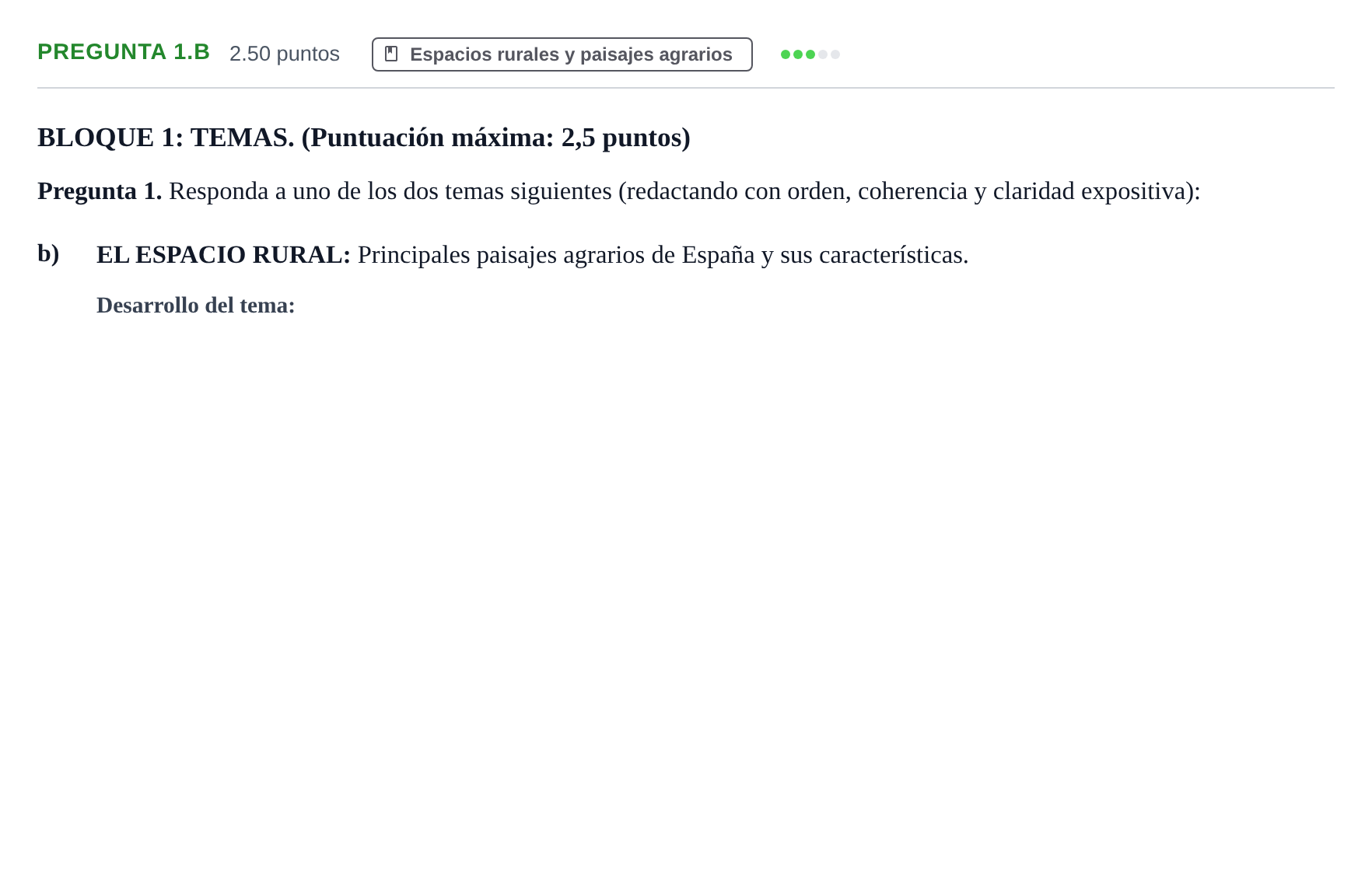 Enunciado: Pregunta 1.b · Geografía PAU Extremadura Ordinaria 2022