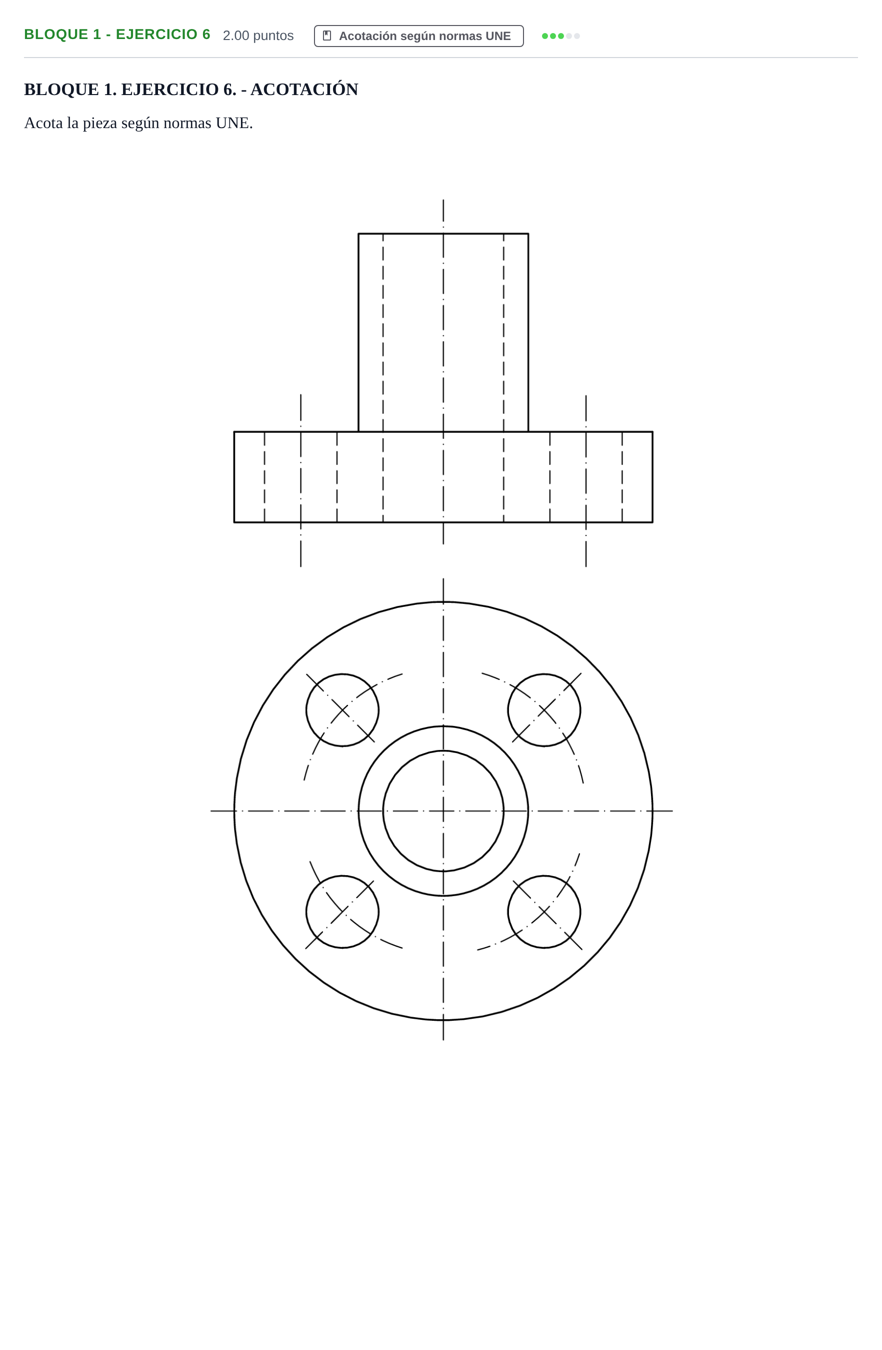 Enunciado: Bloque 1 - Ejercicio 6 · Dibujo técnico II PAU Extremadura Ordinaria 2022